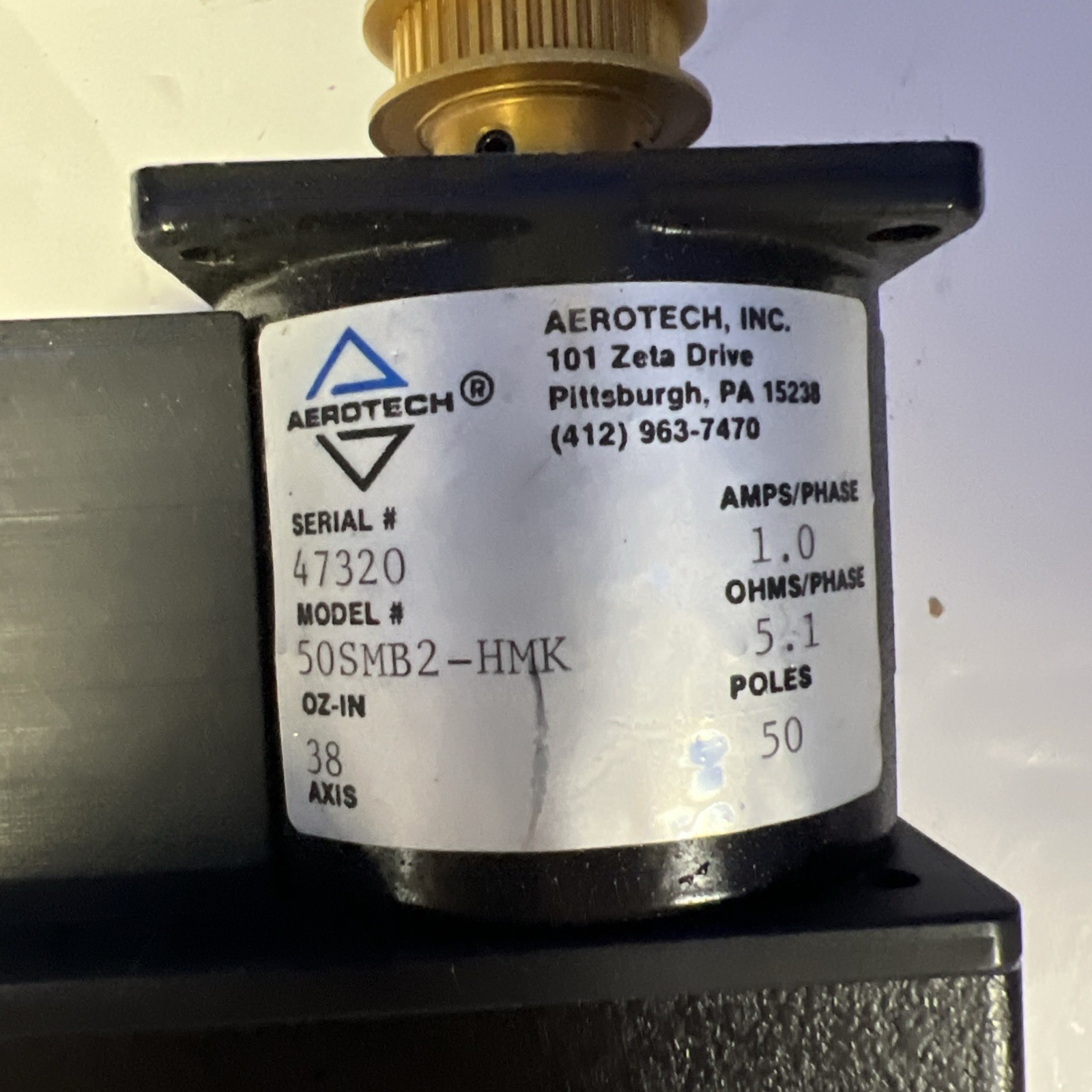 AEROTECH LINEAR STAGE STEPPER MOTOR 50SMB2-HMK New Old Stock