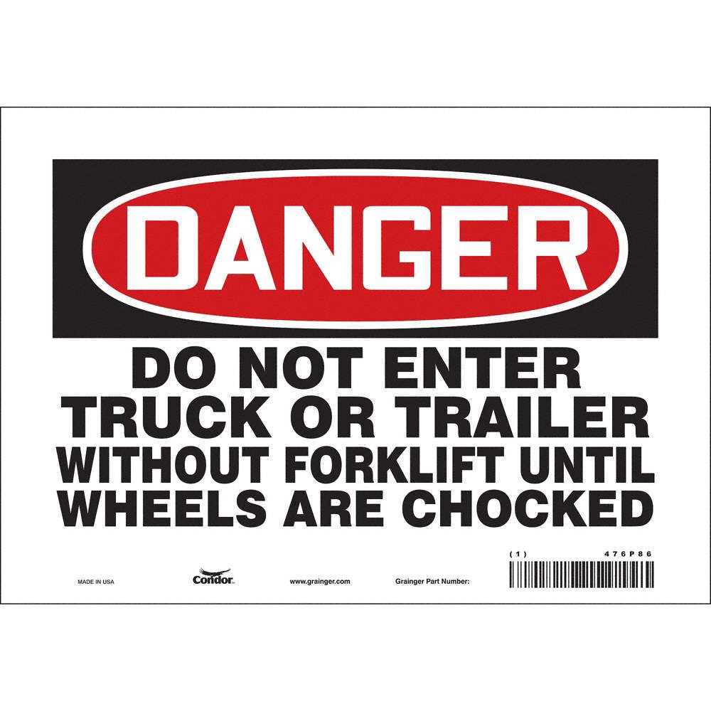 CONDOR Safety Sign,7 in x 10 in,Vinyl 476P86