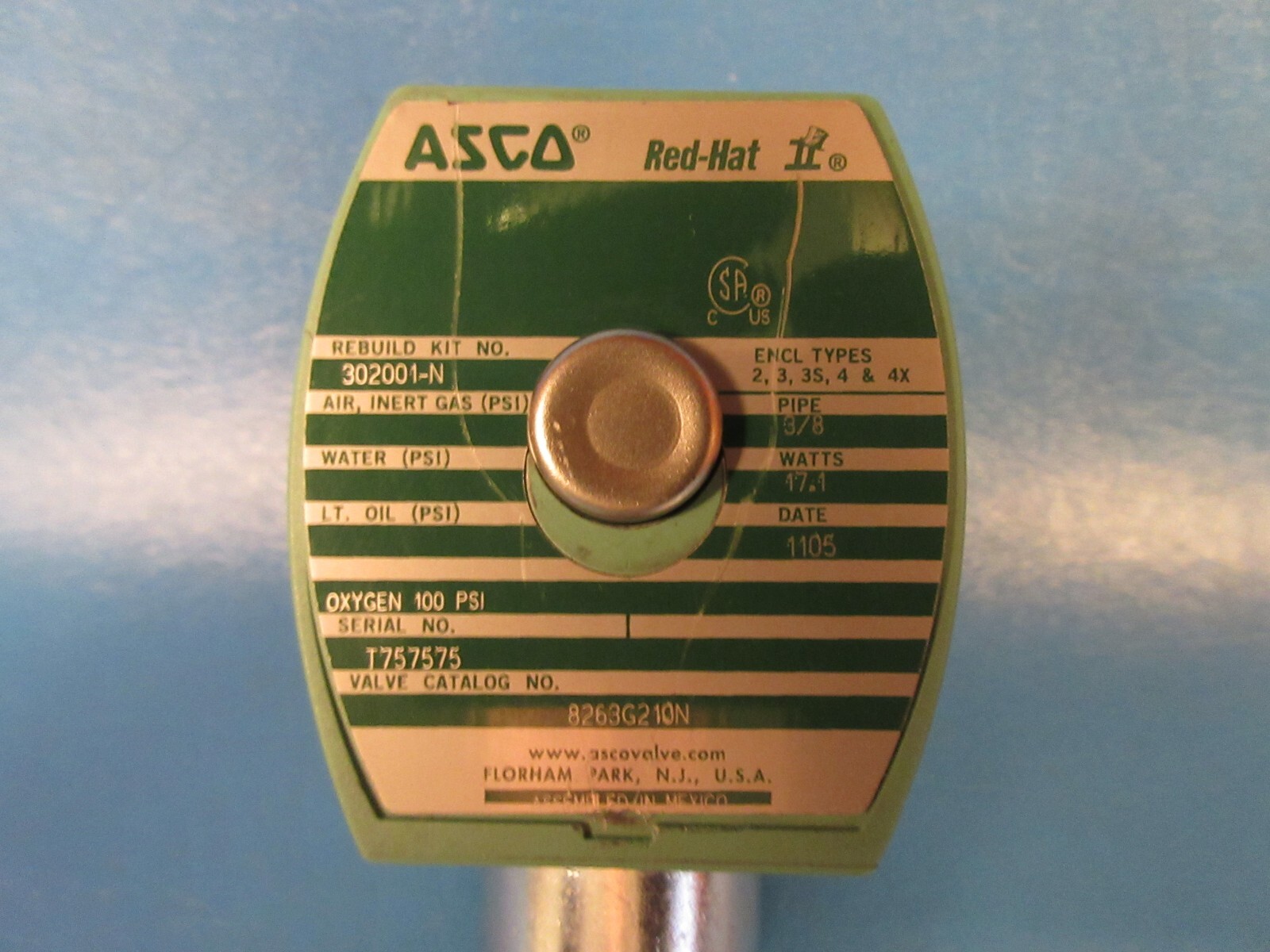 ASCO 8263G210N, Solenoid Valve, 2-Way High-Flow Solenoid Valve