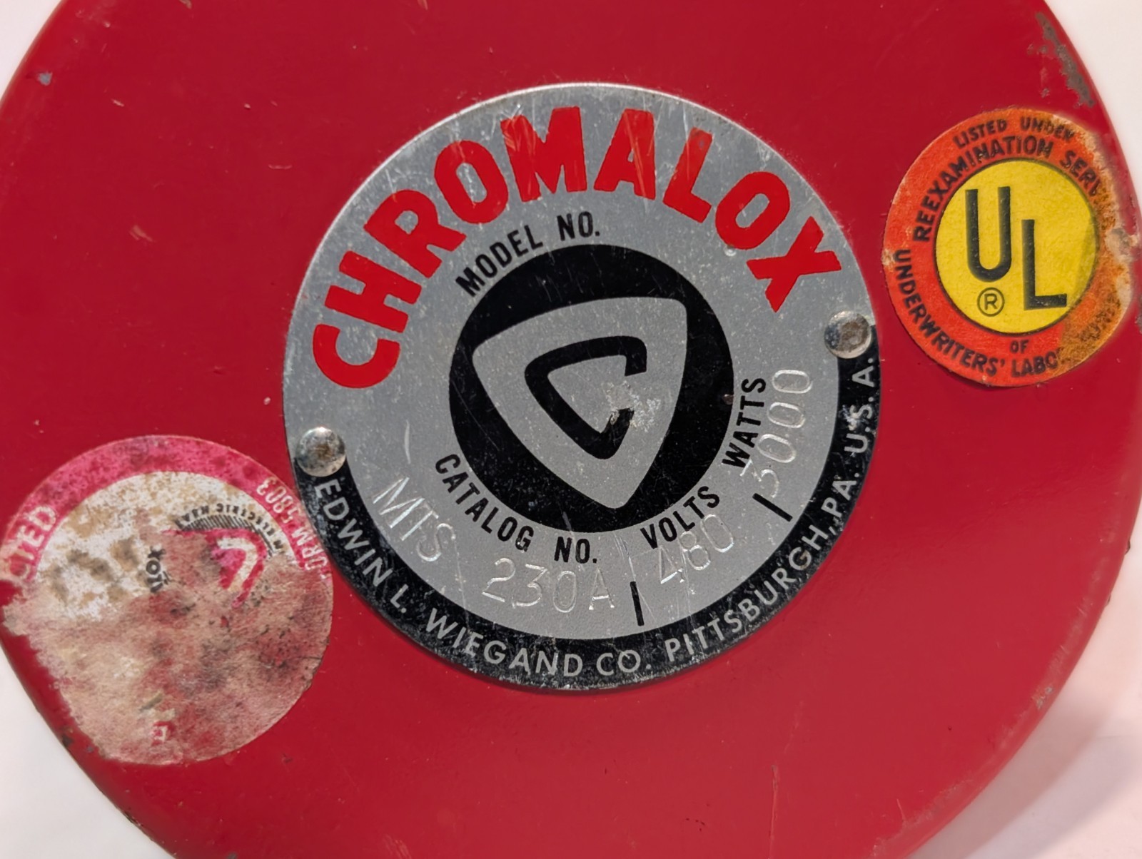 (2) Edwin L. Wiegand Co. Chromalox MTS Immersion Heater Units, 230A, 480V, 3000W