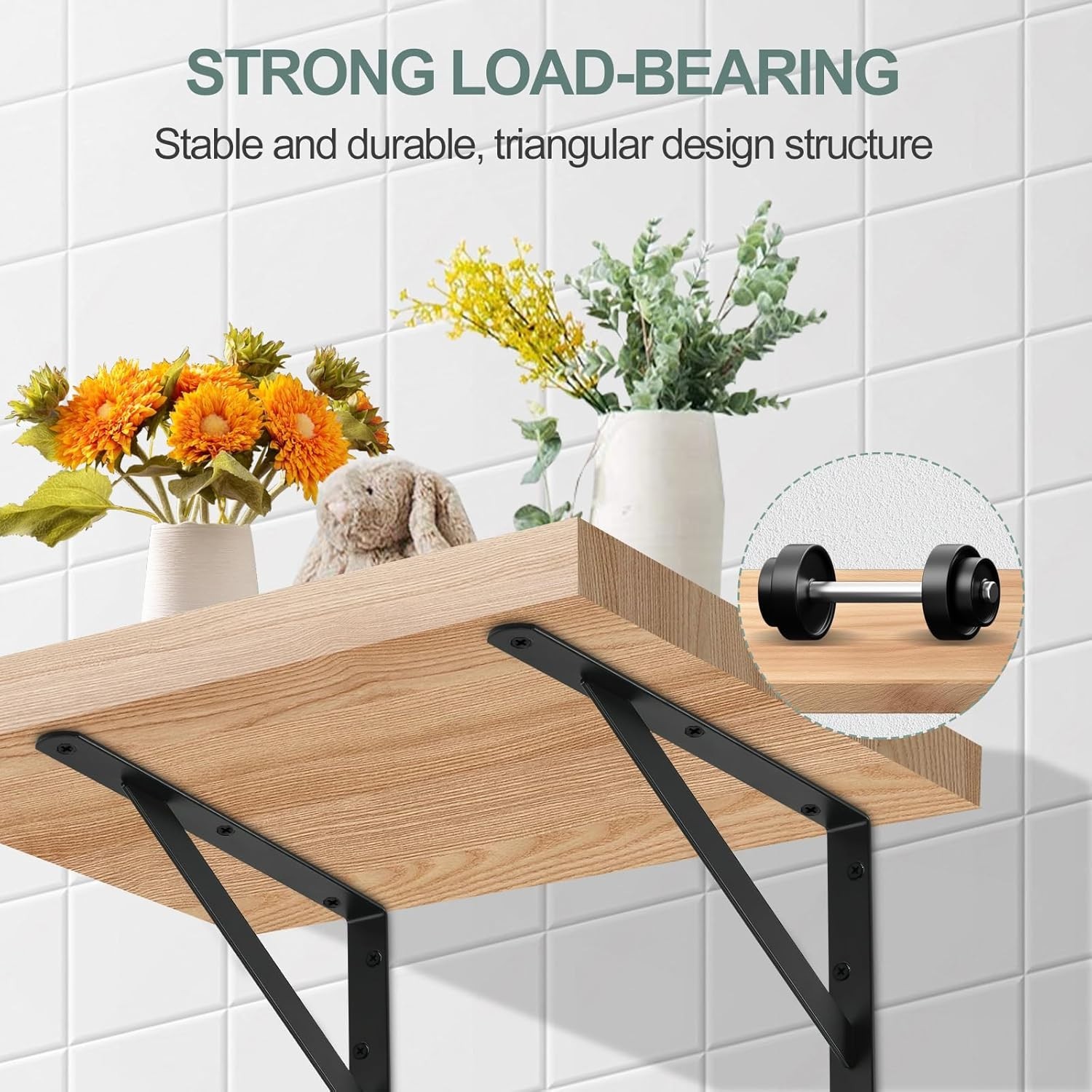 12 Pack Black Heavy Duty Shelf Brackets 12x8in Metal L Brackets w/ Screws