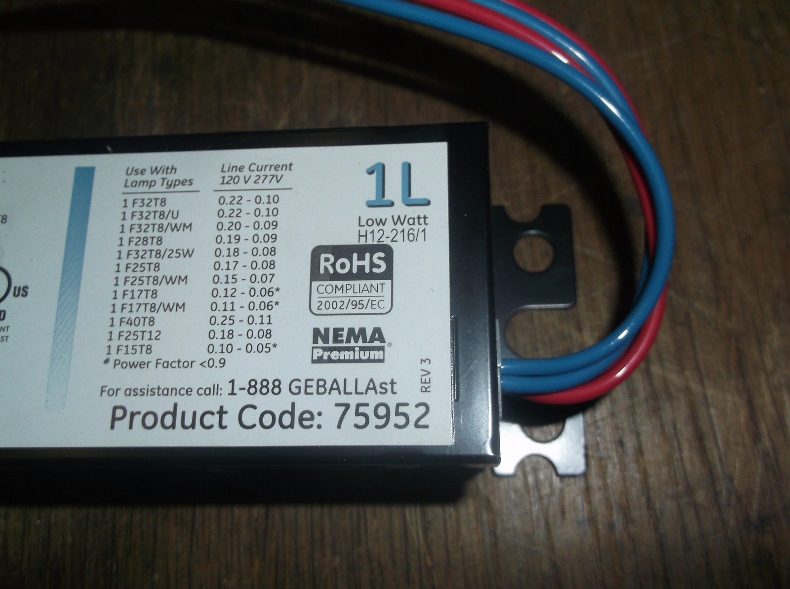 NEW GE Multi-Volt GE132MVPS-L T8 Ballast 120-277V 75952 *FREE SHIPPING*