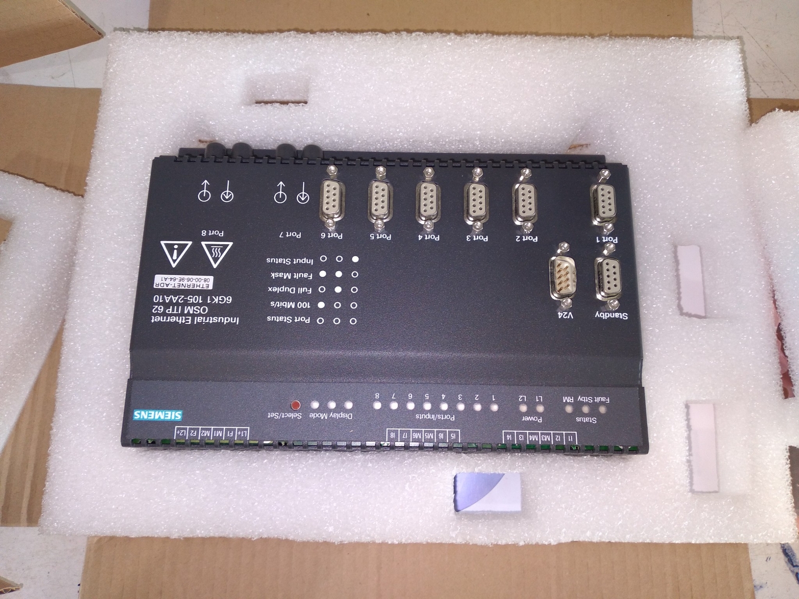 SIEMENS SIMATIC NET OPTICAL SWITCH MOD ITP62 6GK1105-2AA10
