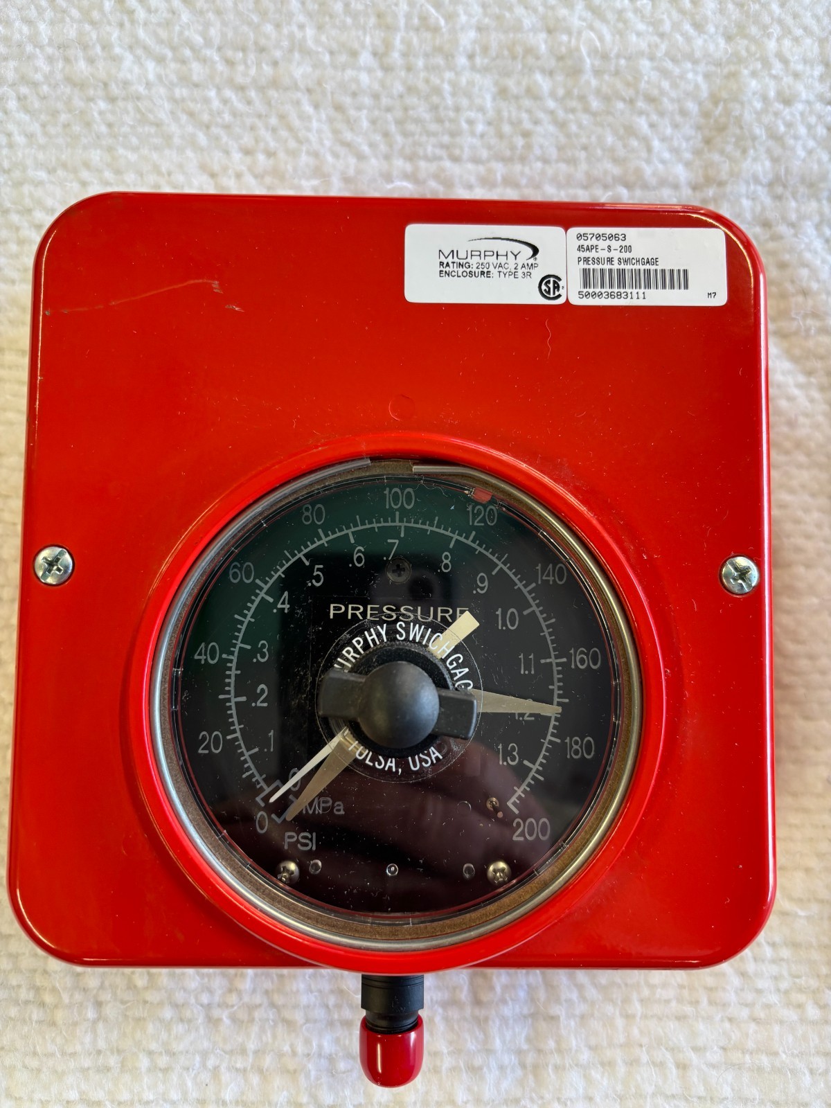 FW Murphy 45APE-S-200 Pressure Swichgage 0-200 PSI NEW H12