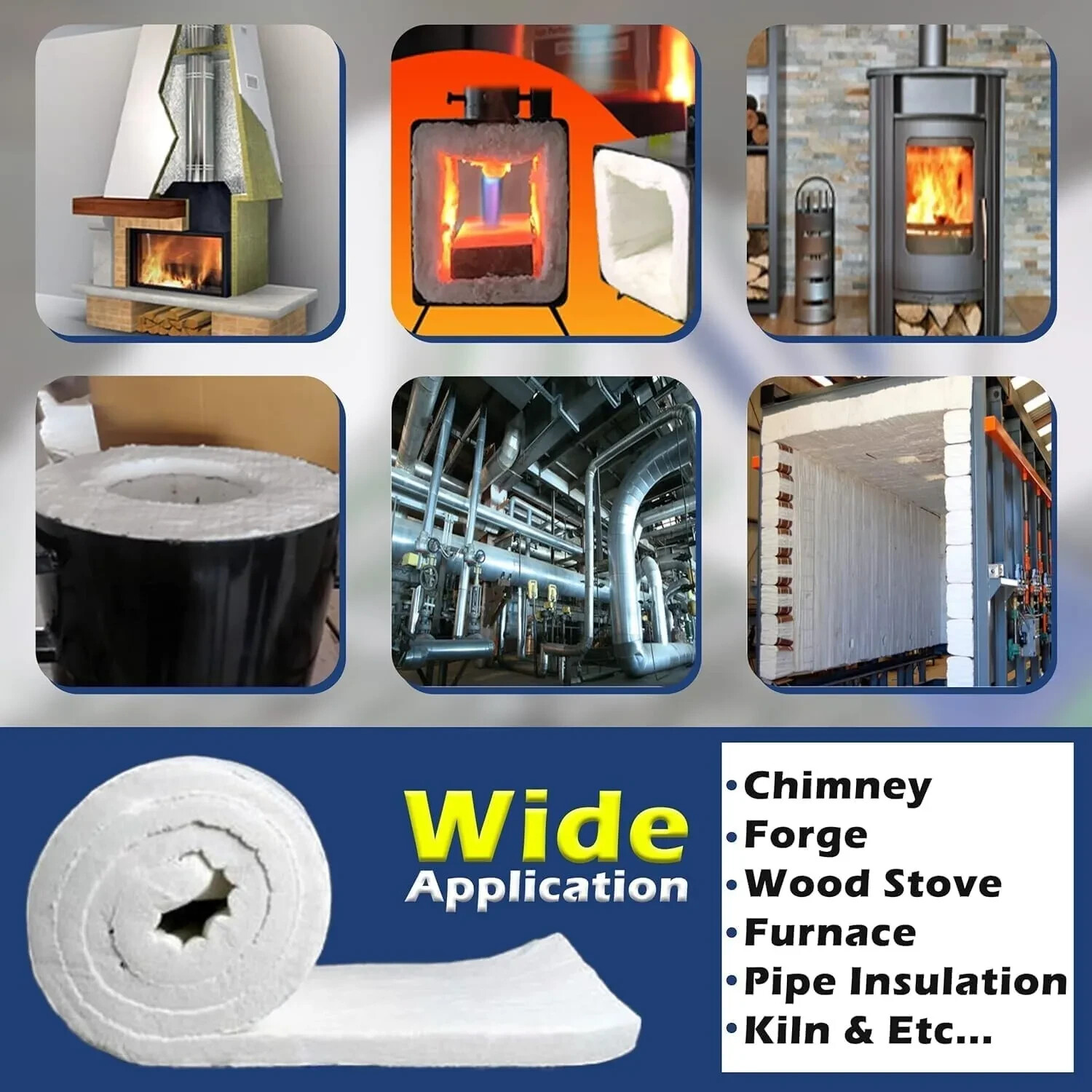 Ceramic Fiber Blanket – 2400F 8# – 1.5″x24″x12.5′ – High Temp Thermal Insulation