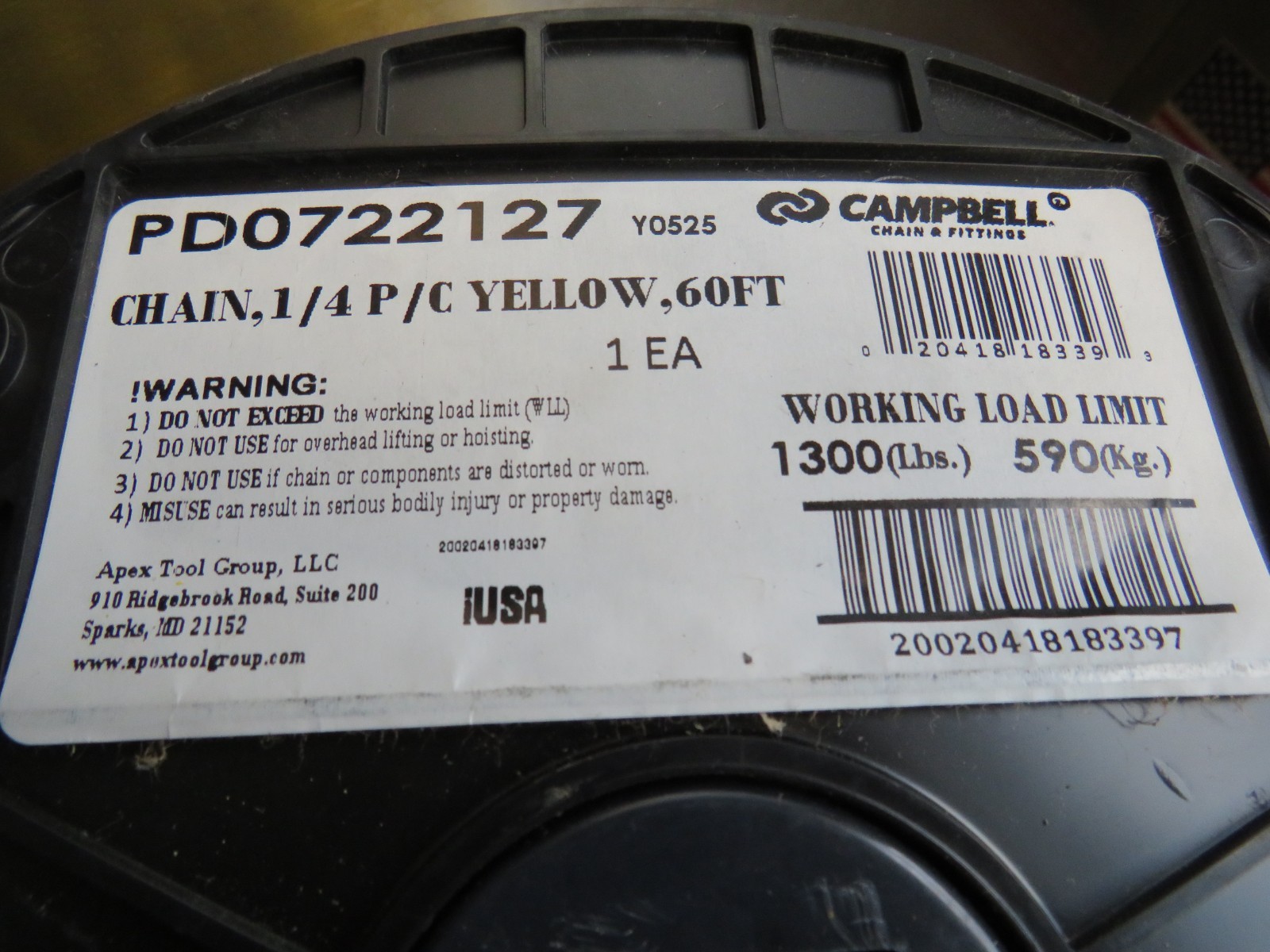 Campbell PD0722127 Cain 1/4 P/C Yellow, 60ft