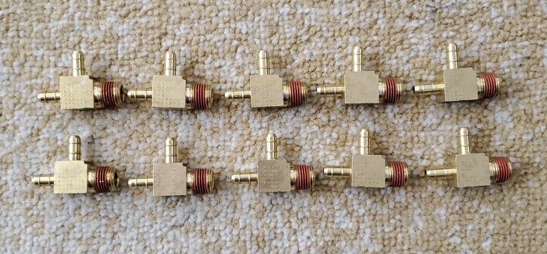 10 Parker 0.202″ Barb x 0.202″ Barb x 1/8″ MNPT Brass Male Tee ,Free Shipping