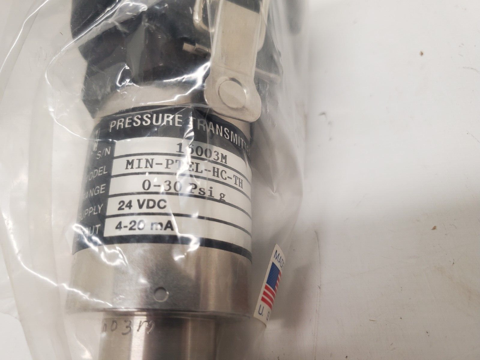 NEW OLD STOCK! PMC 0-30PSI G 24VDC 4-20MA PRESSURE TRANSMITTER MIN-PTEL-HC-TH