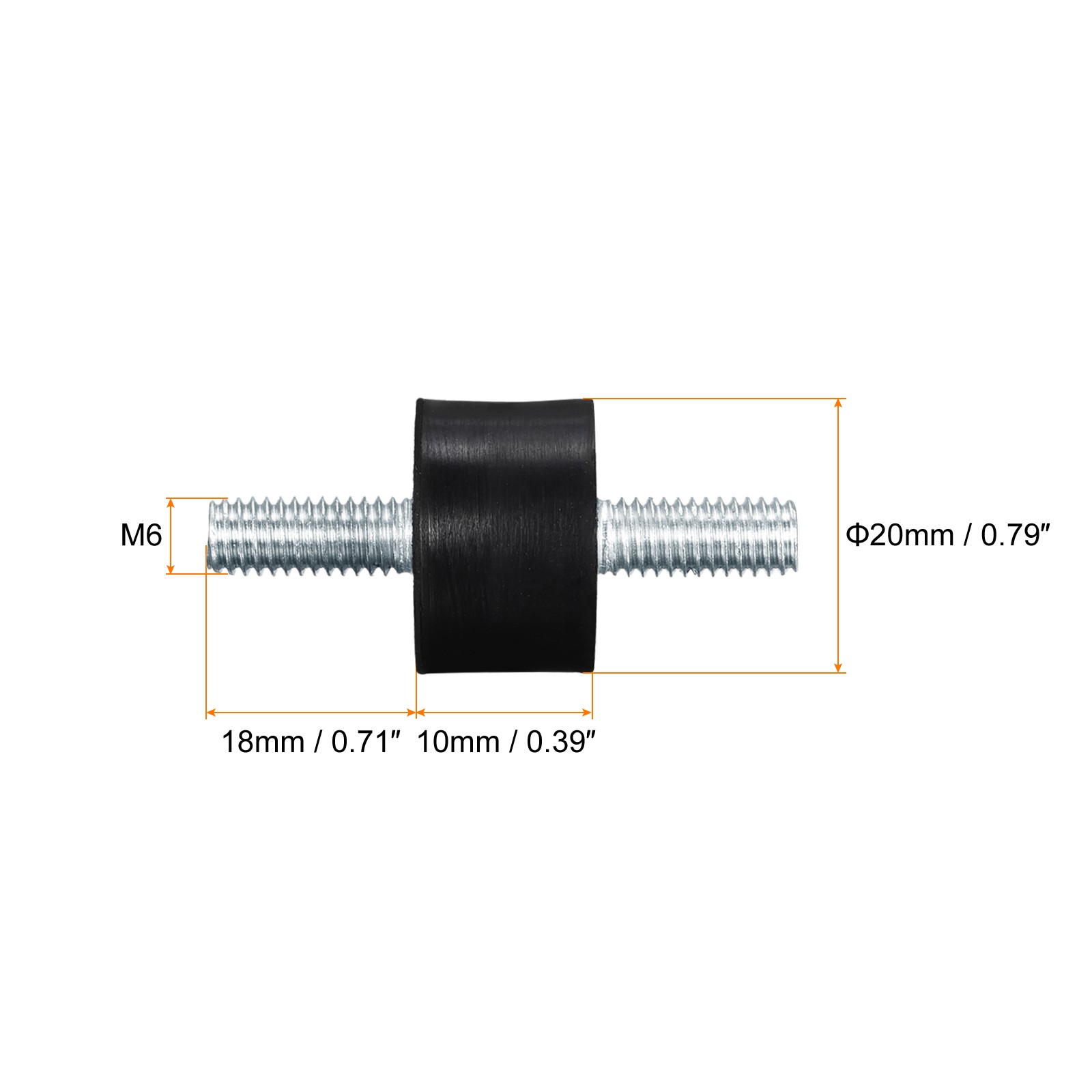 M6x18mm Rubber Mounts, 8pcs Anti Isolator Studs Shock Absorber Male, 20x10mm