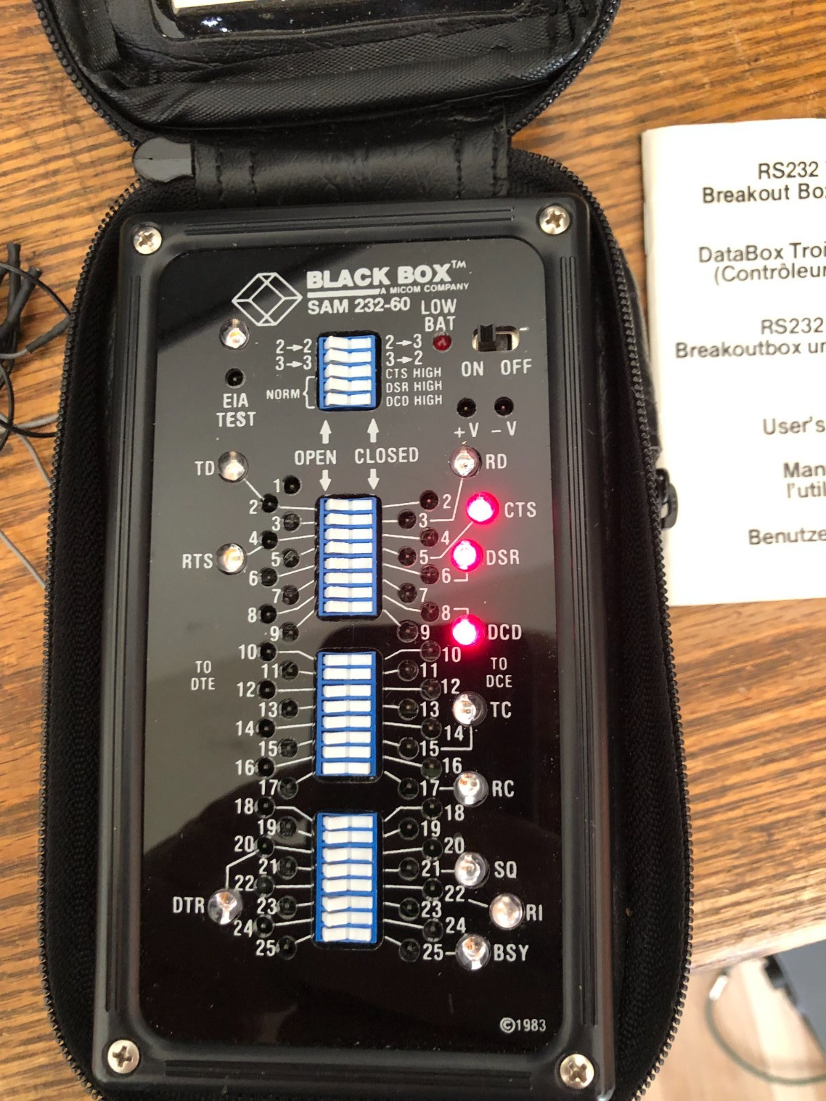 Working BLACK BOX SAM 232-60 BREAKOUT BOX RS232 I/O Tester.