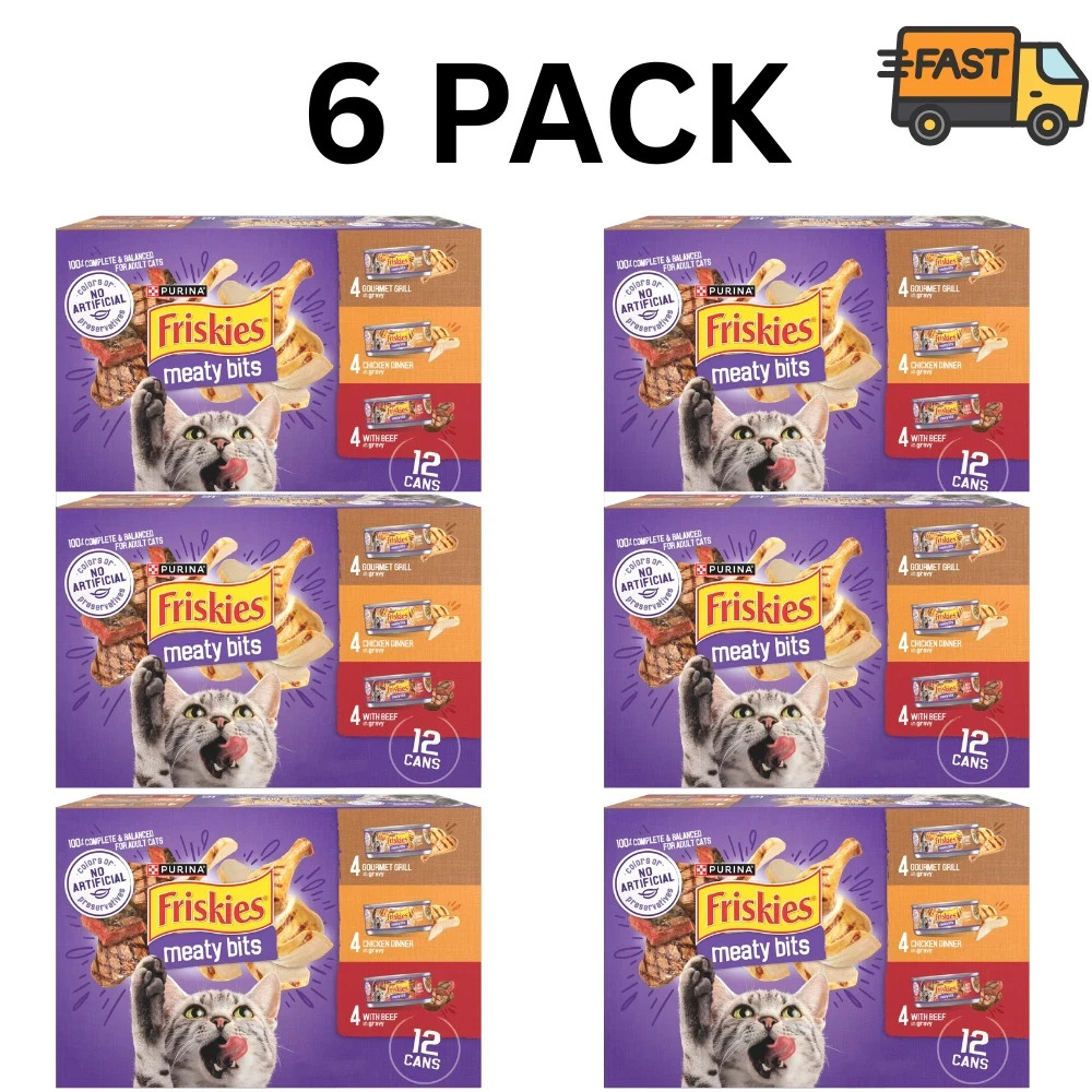 Friskies Gravy Variety Pack Meaty Bits Wet Cat Food 12 Cans Pack of 6