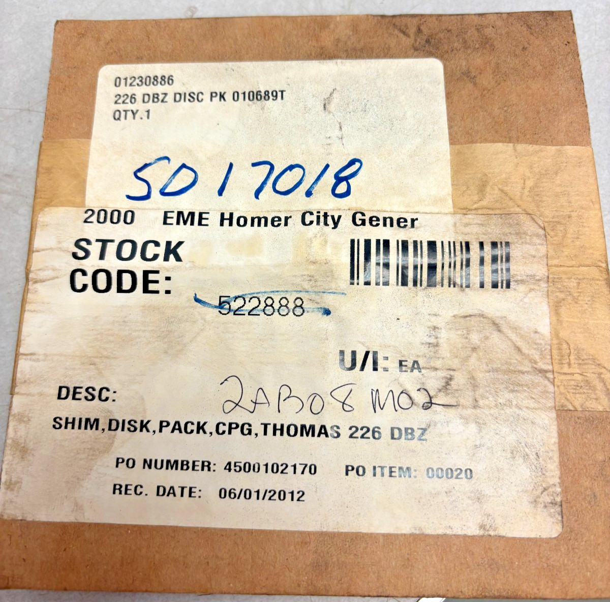 Thomas 01230886 226 DBZ Disc PK 010689T – Industrial Pump / Compressor Part
