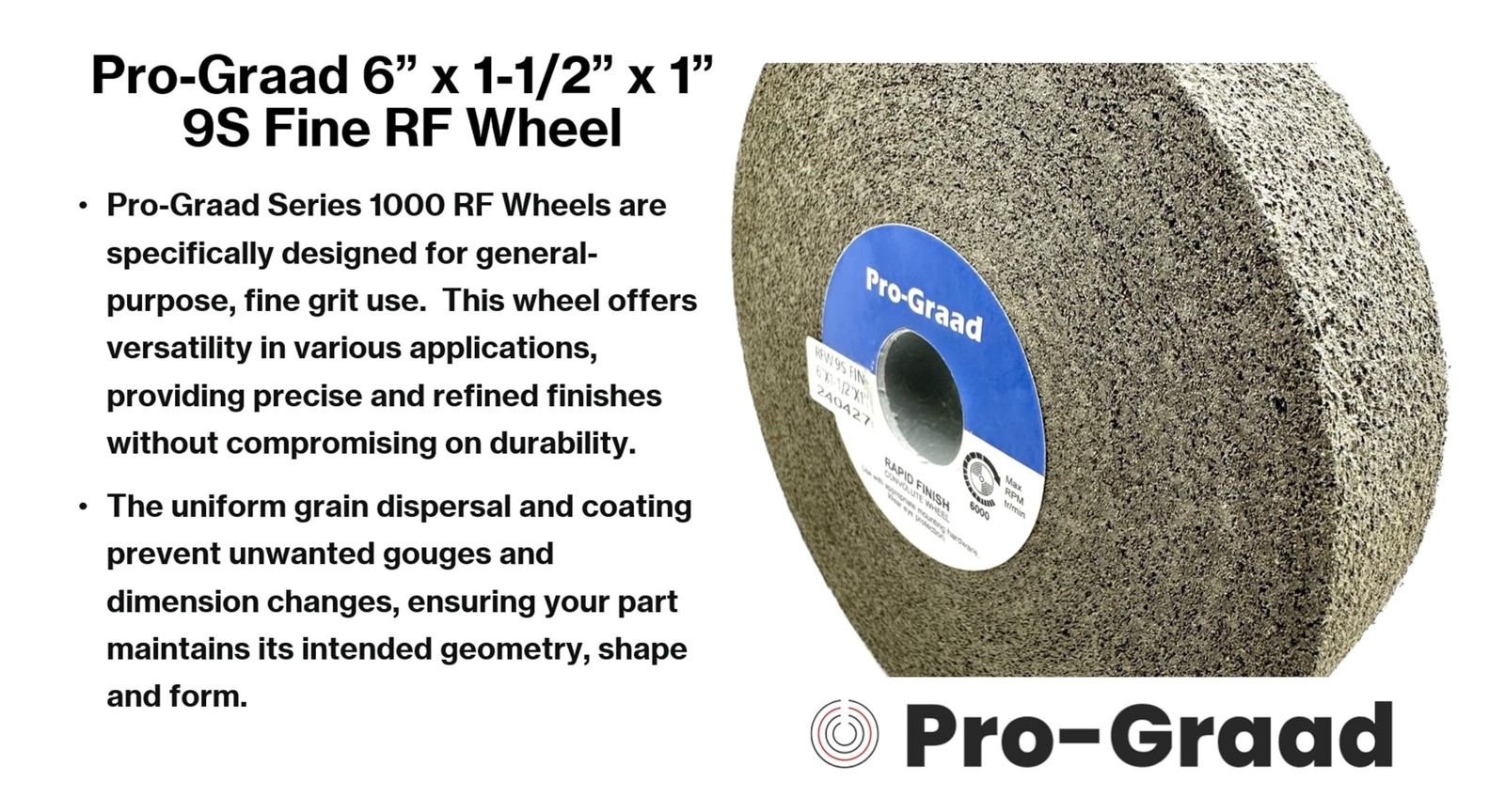 Pro-Graad 1 Pack 6” x 1-1/2” x 1” 9S Fine Series 1000 RF Long Life Convolute…