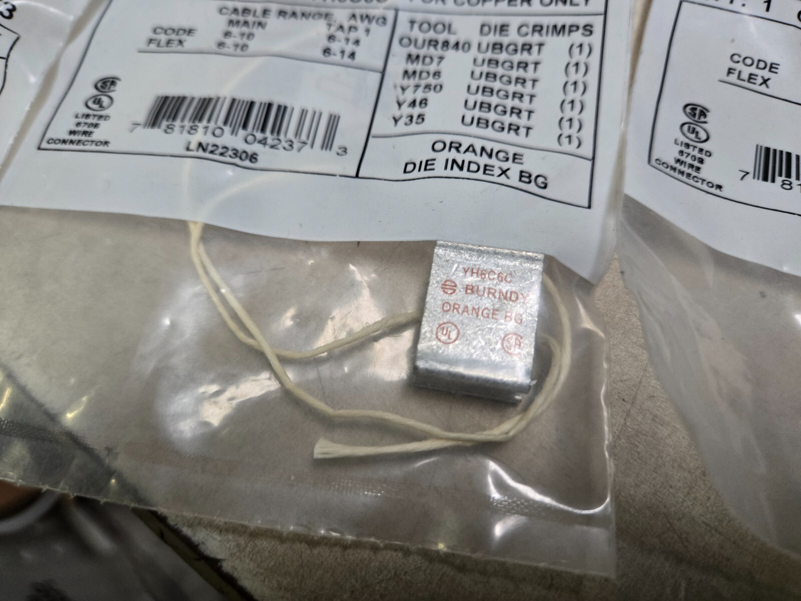 Lot of 6 ~ Burndy YH6C6C ~ Wire Connector ~ 144253 ~ Still sealed!