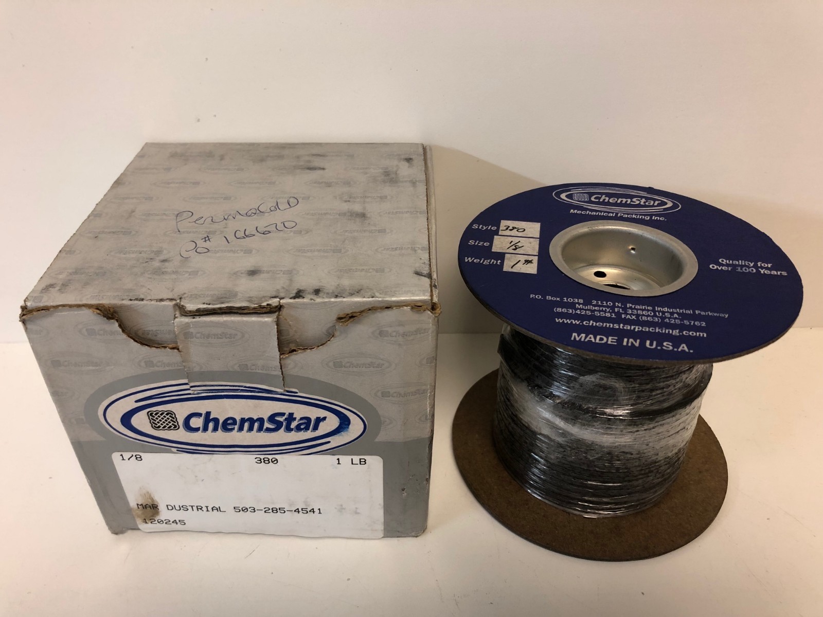 ROLL OF NEW OLD STOCK! CHEMSTAR 1/8″ MECHANICAL PUMP PACKING 1LB 380