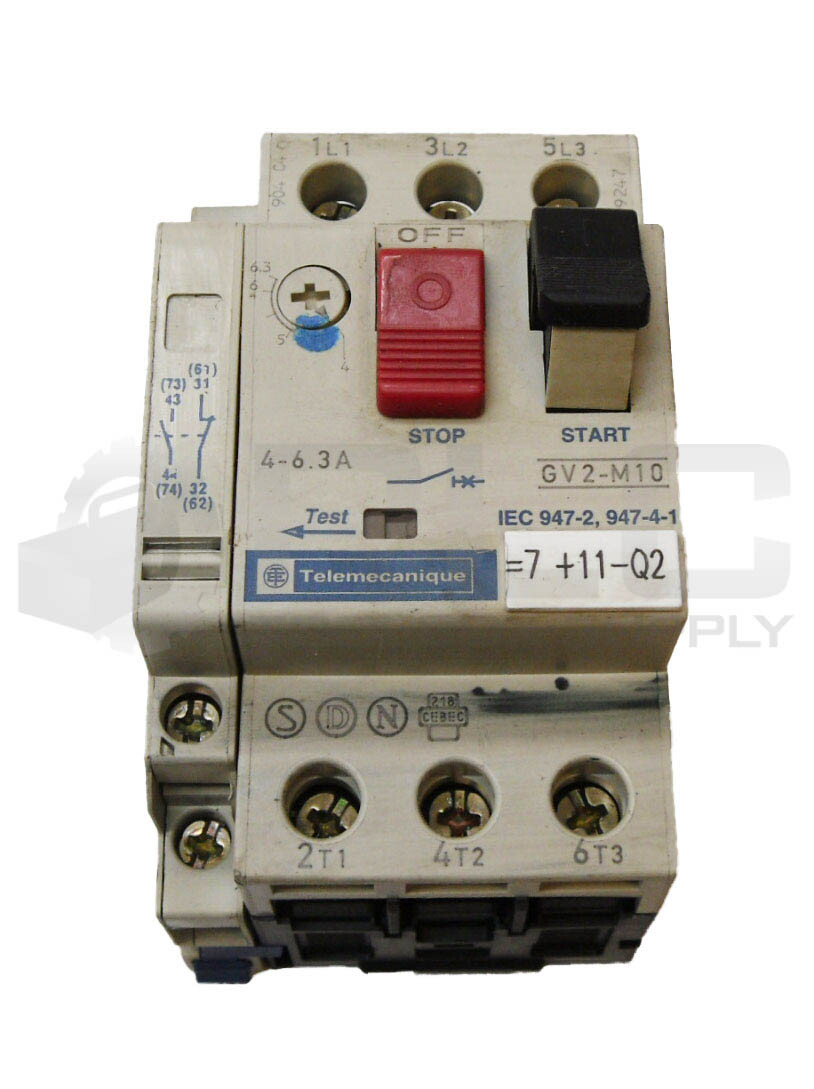LOT OF 2 TELEMECANIQUE GV2-M10 CIRCUIT BREAKER W/ GV2-AN11 AUXILIARY CONTACT