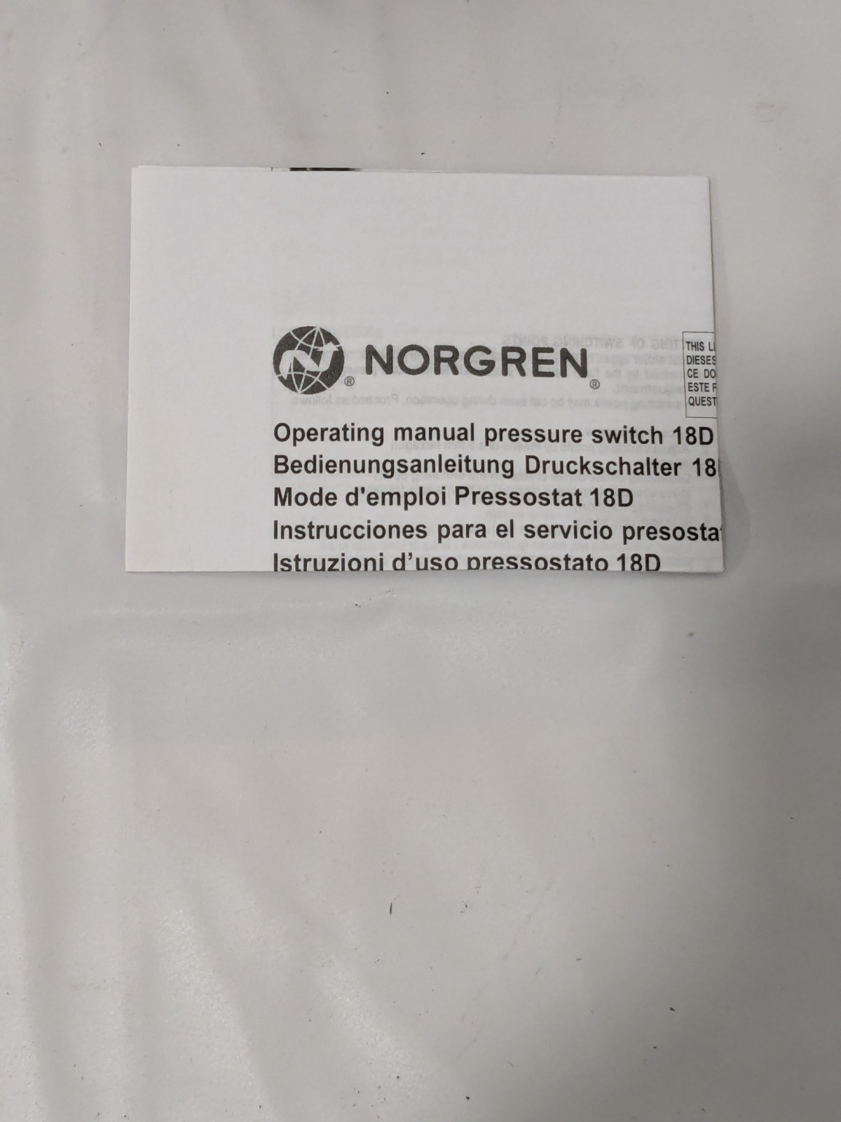 Norgren | Pressure Switch 0.2 – 2 Bar 0880219