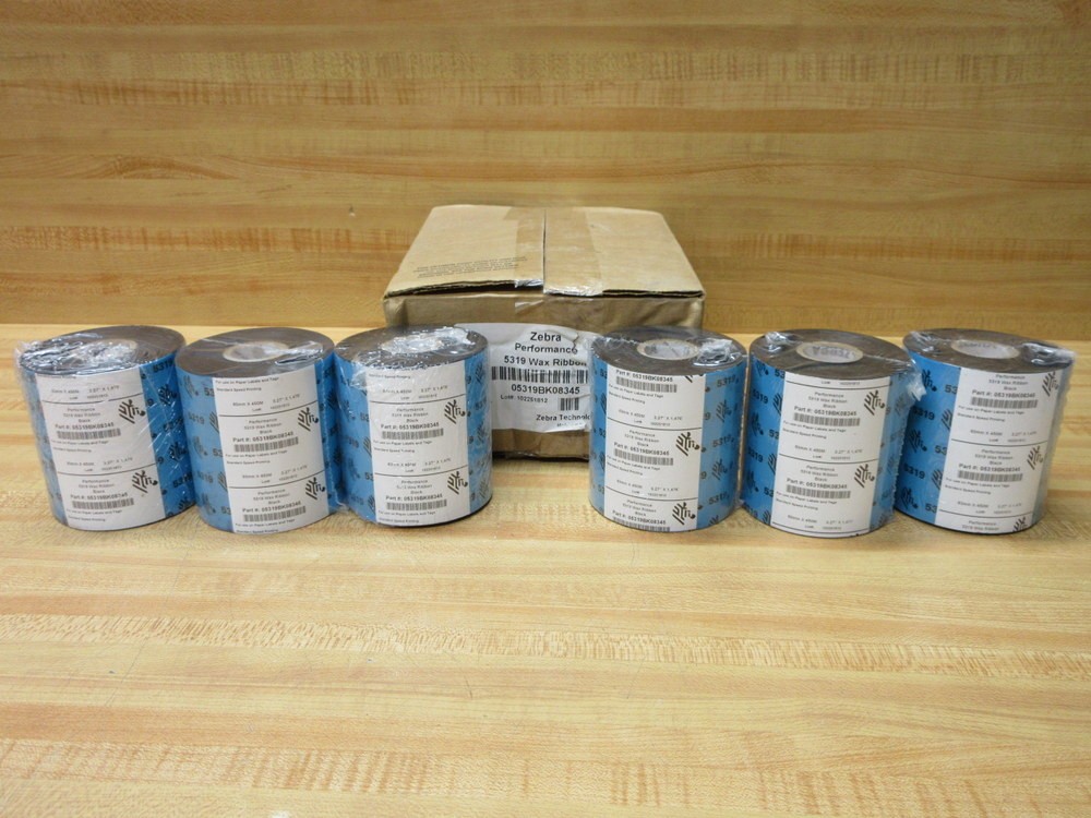 Zebra Performance 5319BK08345 Wax Ribbon 5319 (Pack of 6)
