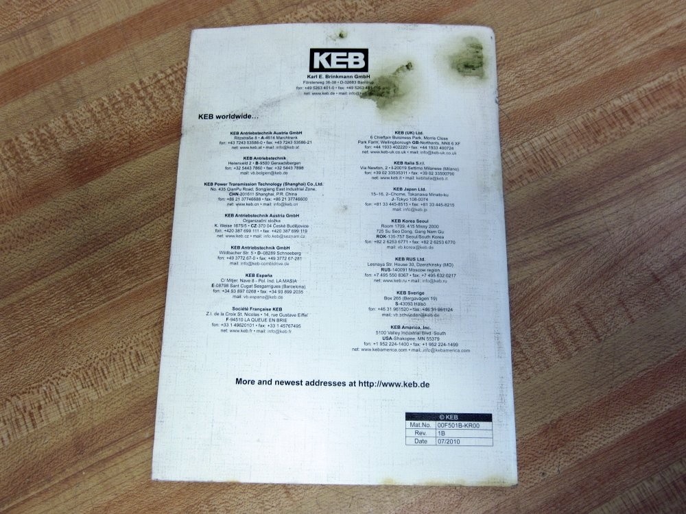 KEB 00F501B-KR00 Instruction Manual