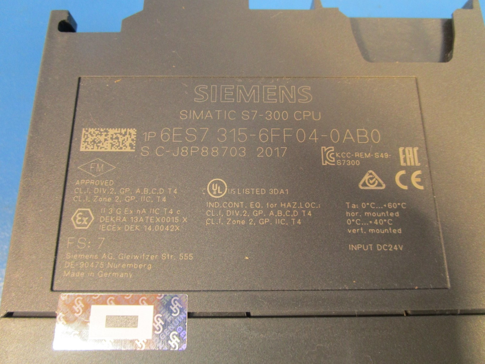 Siemens CPU315F-2 DP, SIMATIC S7-300 Module, 6ES7315-6FF01-0AB0 6ES7 315-6FF01-0
