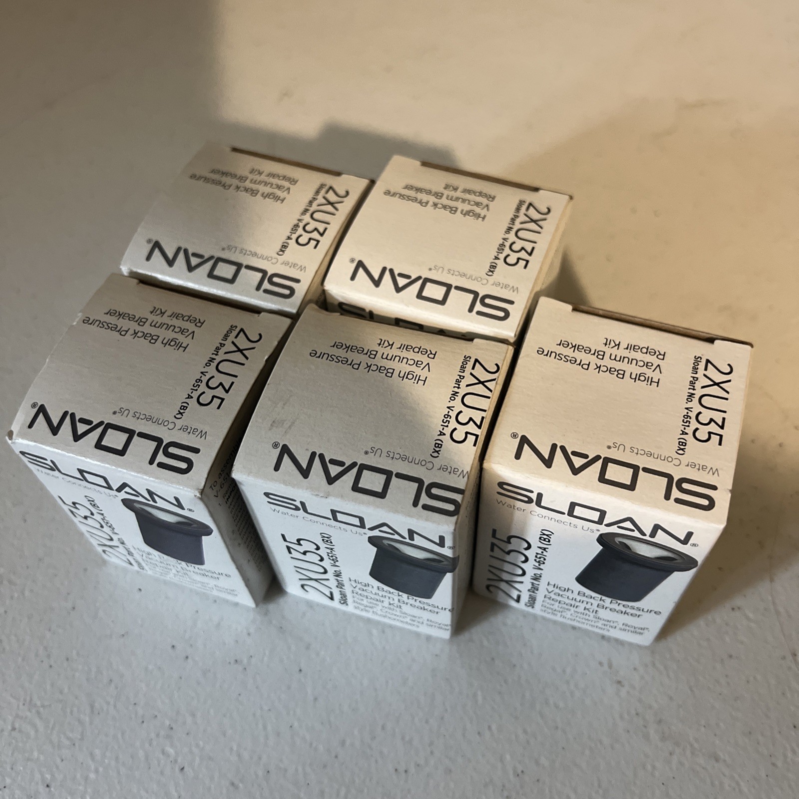 NEW Sloan 2XU35 High Back Pressure Vacuum Breaker Repair Kit, Set Of 5