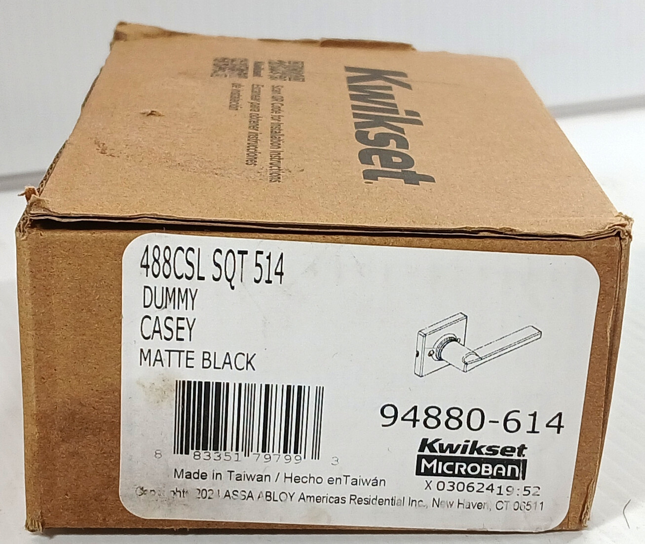 1 NEW KWIKSET 94880-614 MATTE BLACK CASEY DUMMY DOOR HANDLE NIB ***MAKE OFFER***