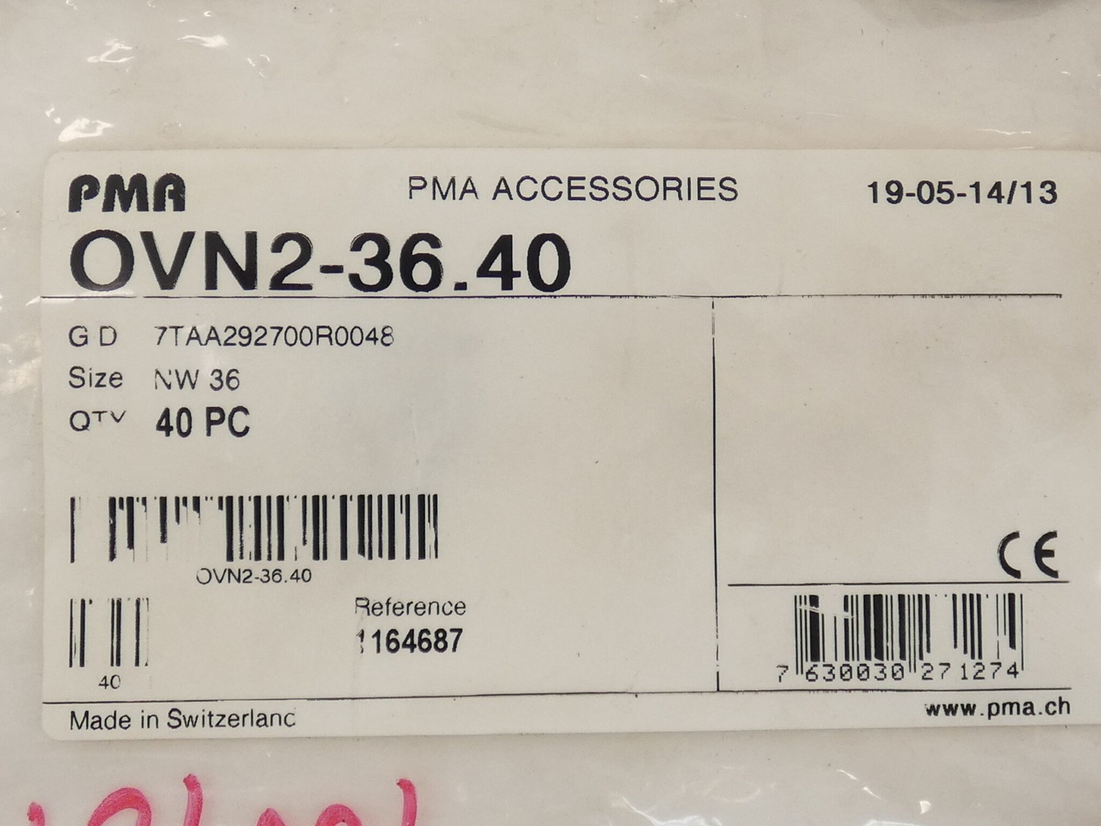 PMA OVN2-36.40 Conduit Clip Nominal Width 36 – NEW Surplus!
