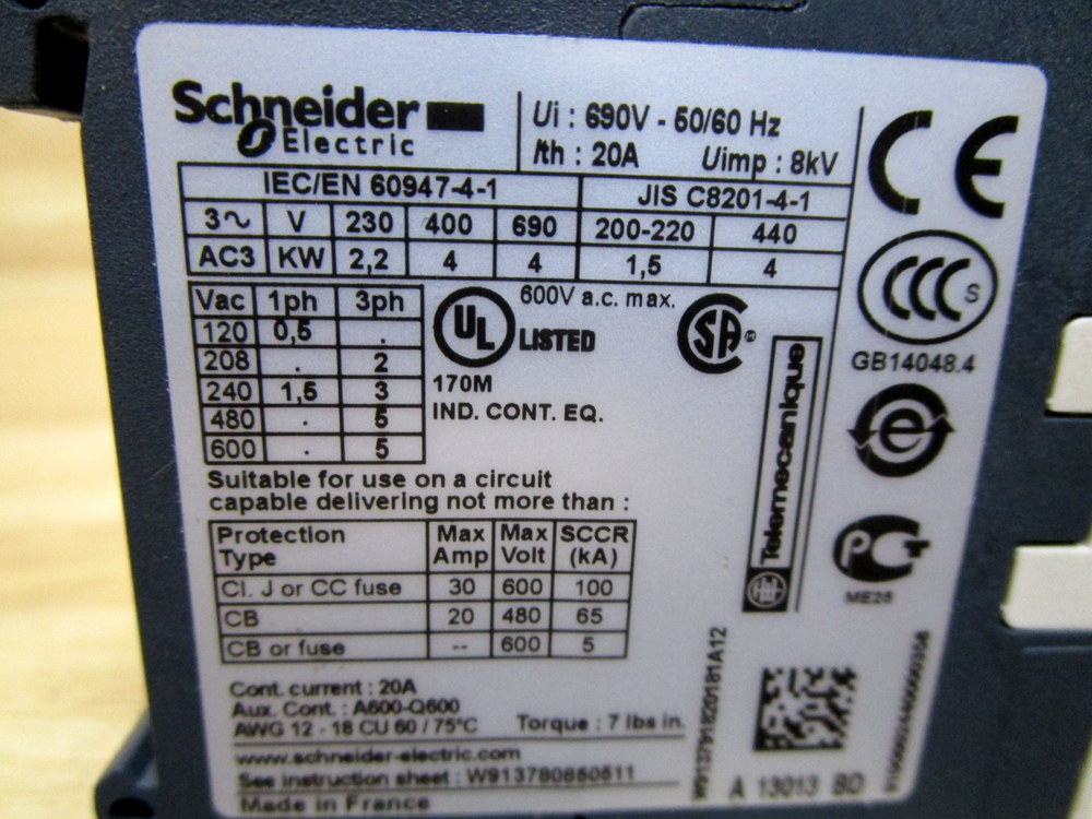 Schneider LP1-K09-10BD Telemecanique LP1K0910BD