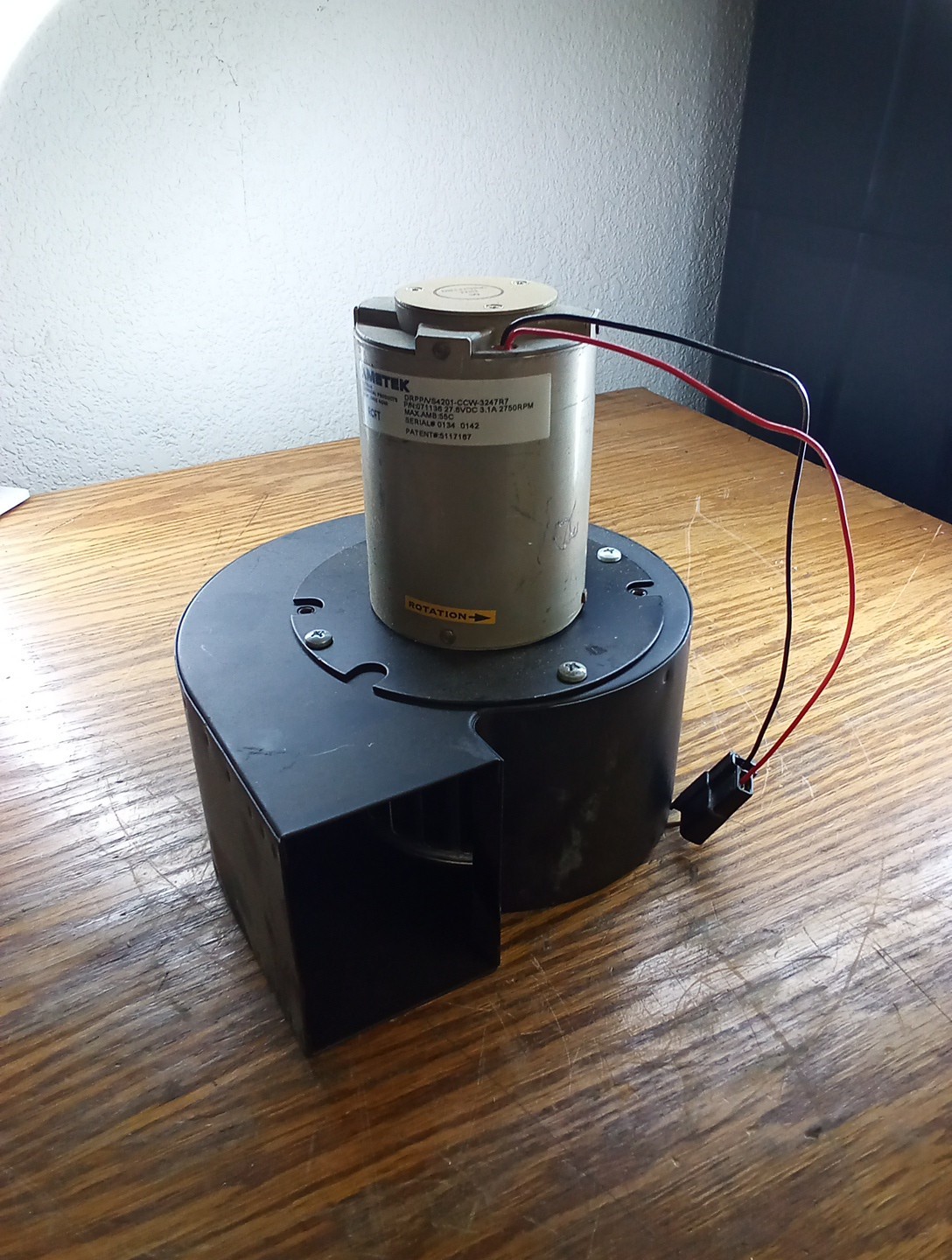 Ametek Blower DRPP/VS4201-CCW 3247R7 071136 27.6VDC 3.1A 2750RPM