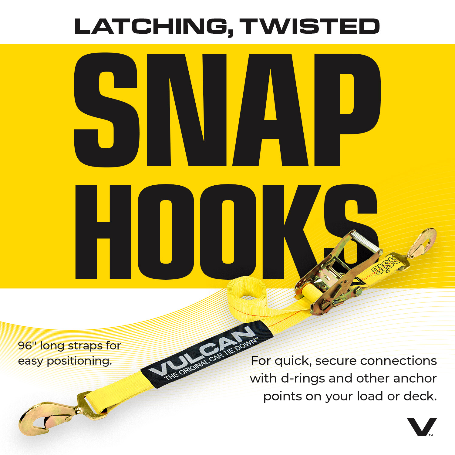 VULCAN Classic Yellow Axle & Ratchet Strap Tie Down Kit