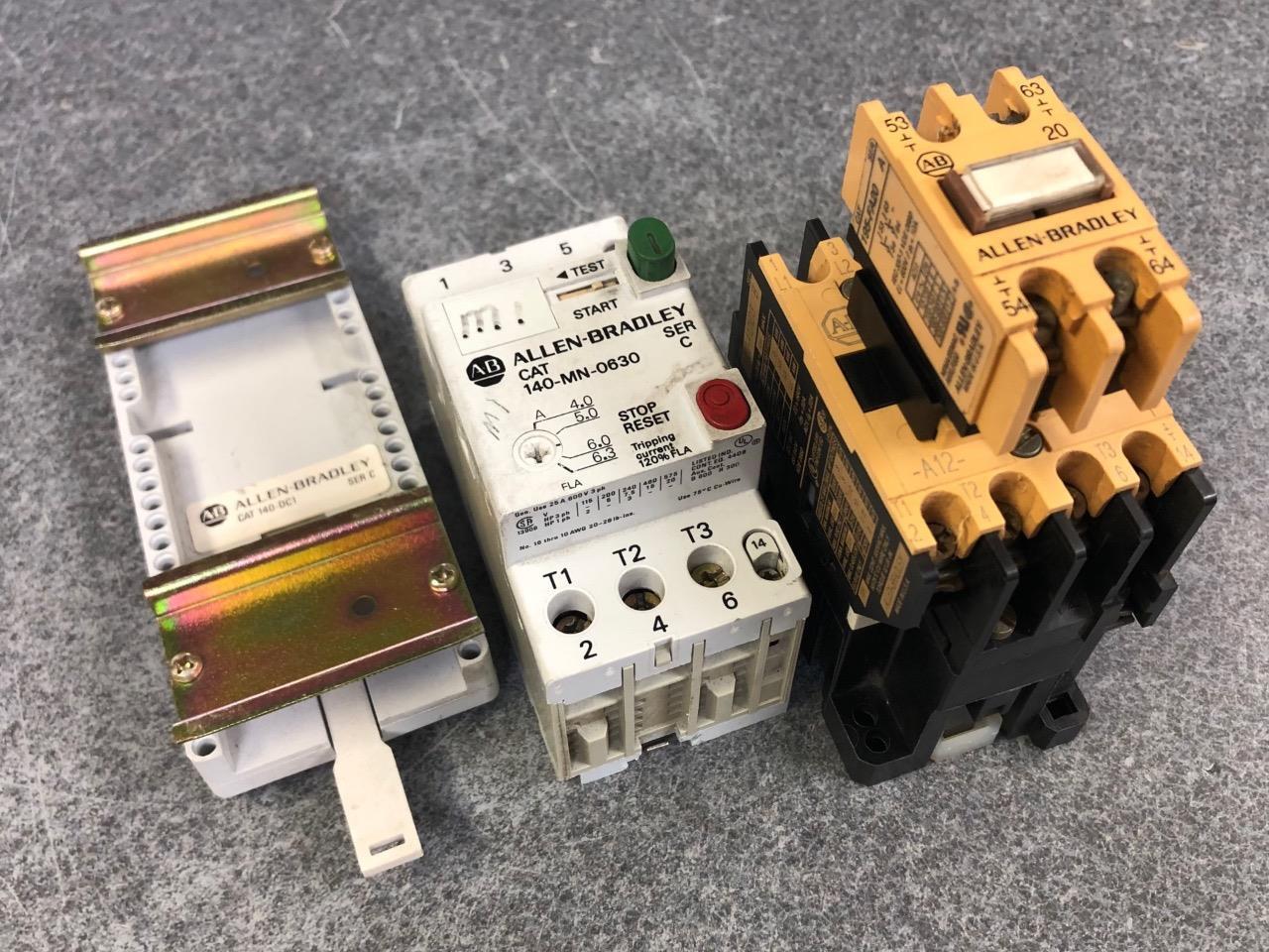 Allen-Bradley 140-MN-0630 Ser C, 140-A10 100-A12ND3 B, 195-FA20 A, 140-DC1 Plate
