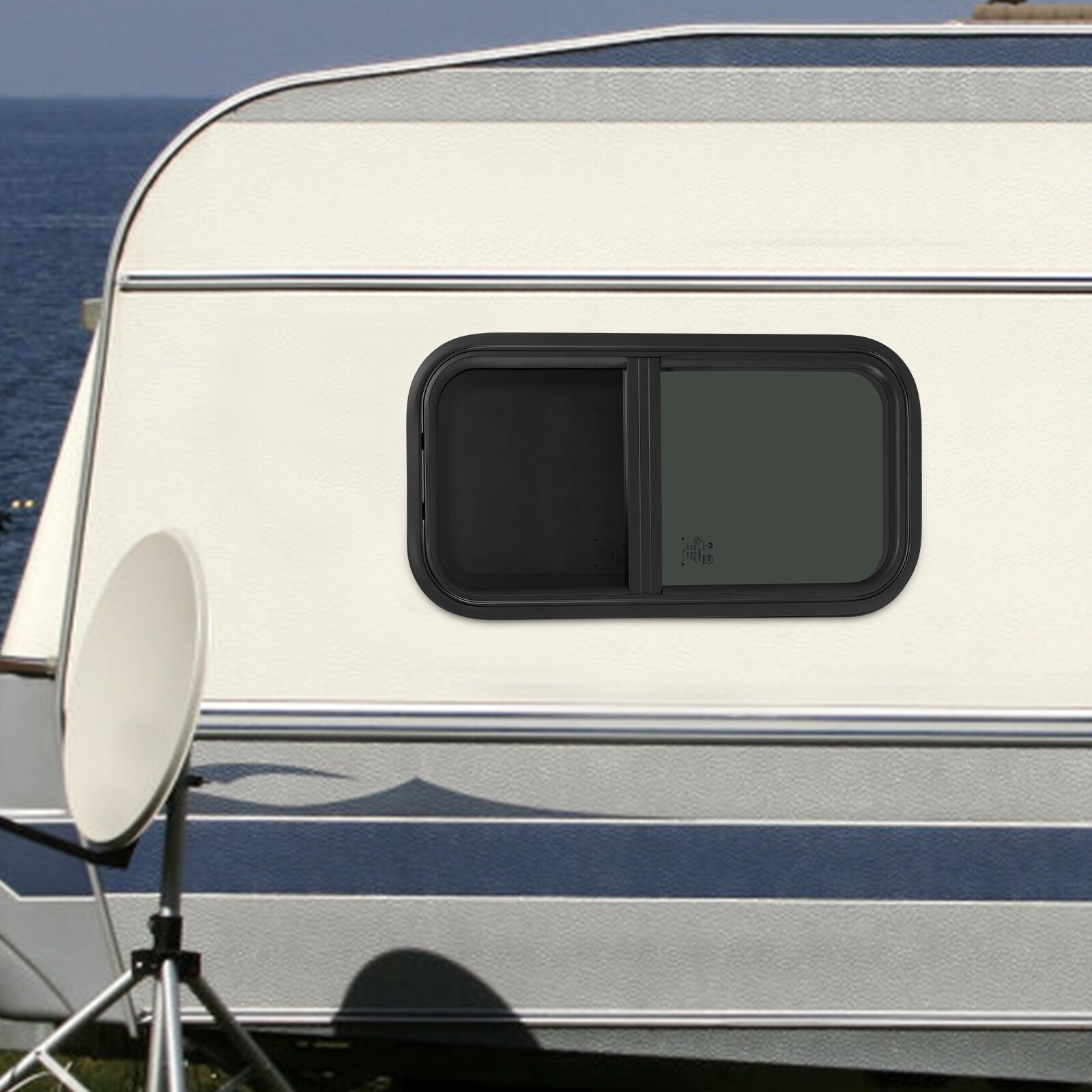 2 Pack 12 x 24 in Wall Vertical Sliding RV Window Cargo Trailer w/ Trim Ring