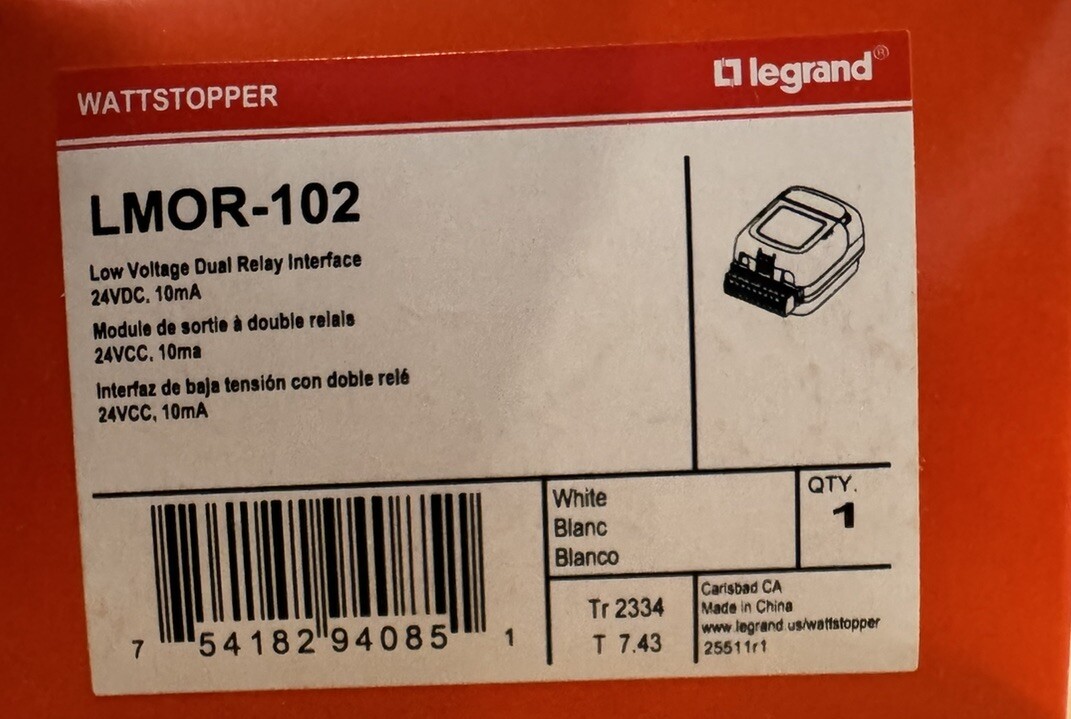 WattStopper legrand LMOR-102 Low Voltage Dual Relay Interface