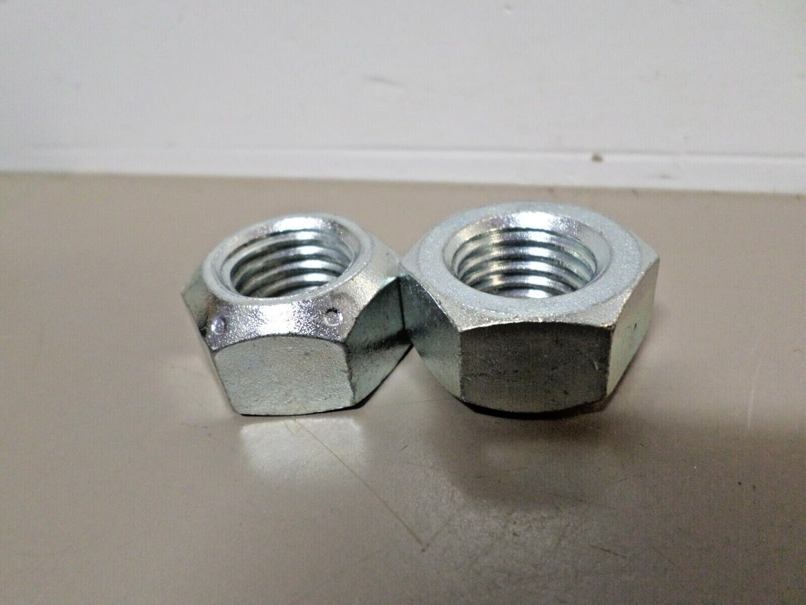 Lot of 2 – Zinc Plated 7/8″-9 Top Crimping Cone Hex Lock Nuts Grade 8/C