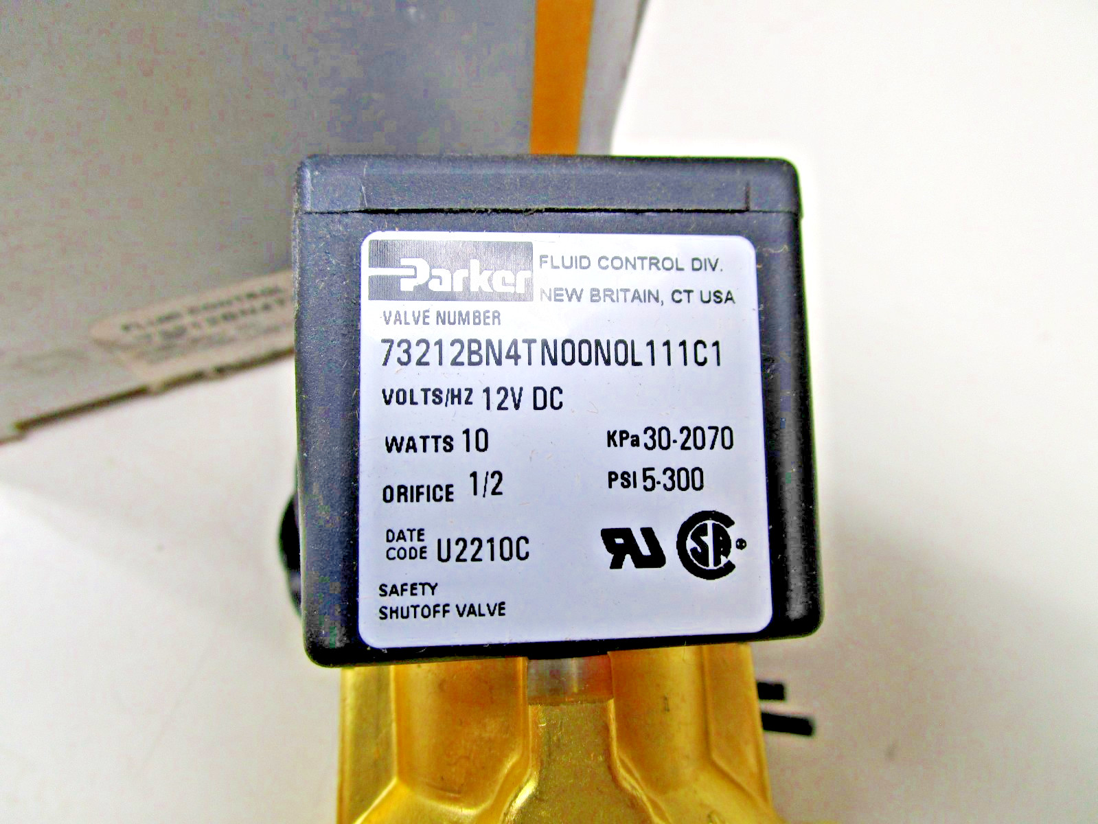 Parker Fluid Controls 73212BN4TN00N0L111C1 Solenoid Valve 12V DC 1/2 NC