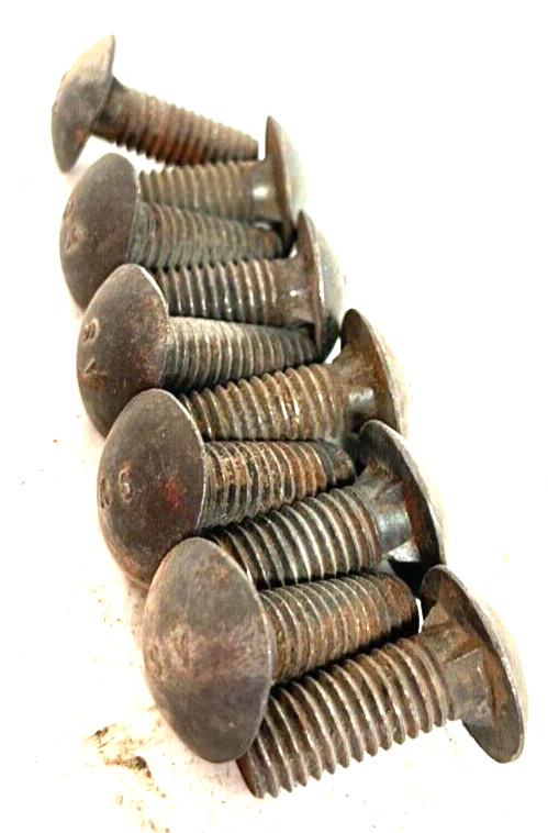 AS CARRIAGE BOLTS 1/2″-13 X 1-1/8″ THREAD 1-1/8″ HEAD DIAMETER STEEL (LOT OF 10)