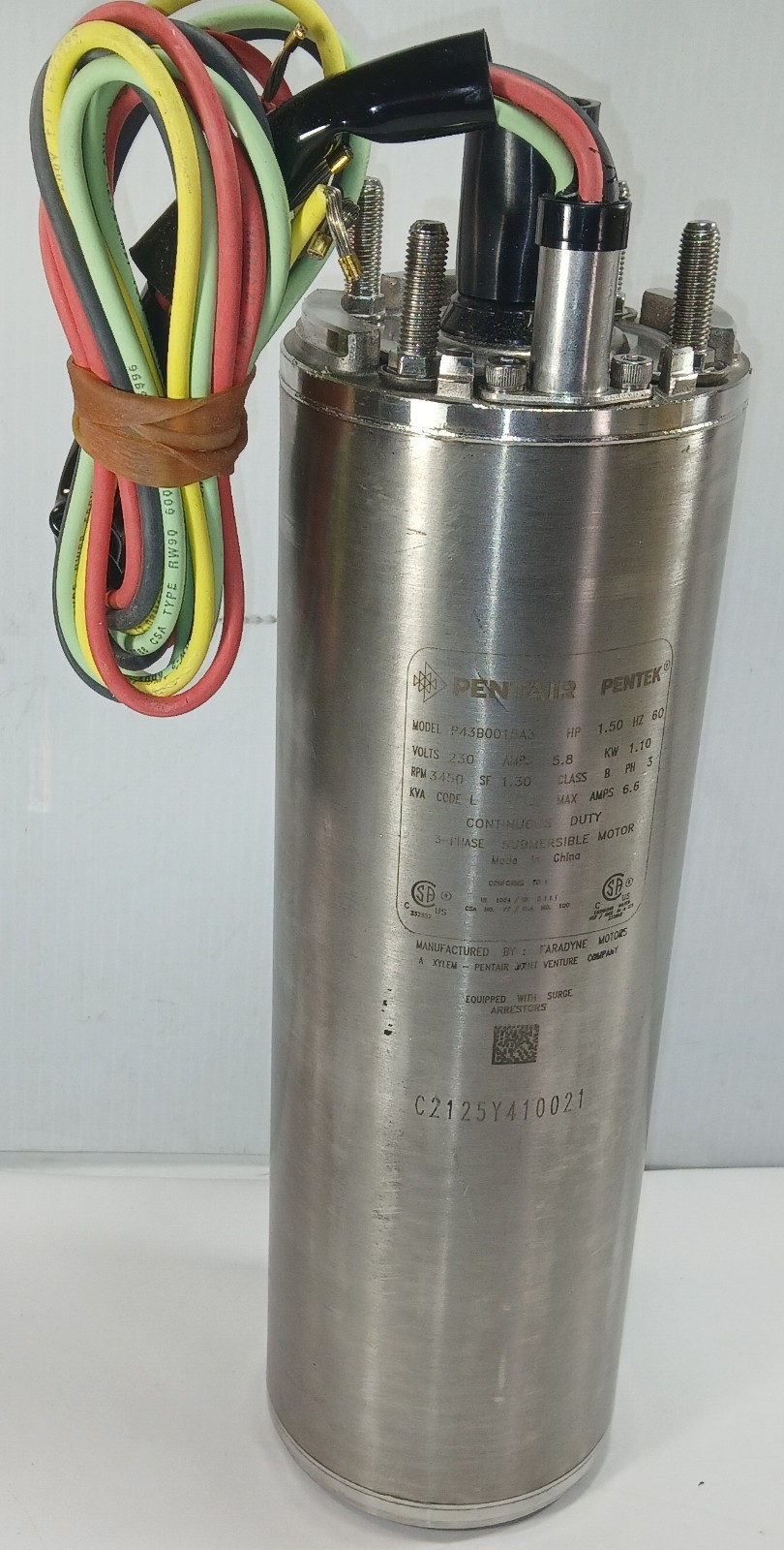1 NEW PENTAIR PENTEK P43B0015A3 1.5 HP 4” SUBMERSIBLE MOTOR NNB ***MAKE OFFER***