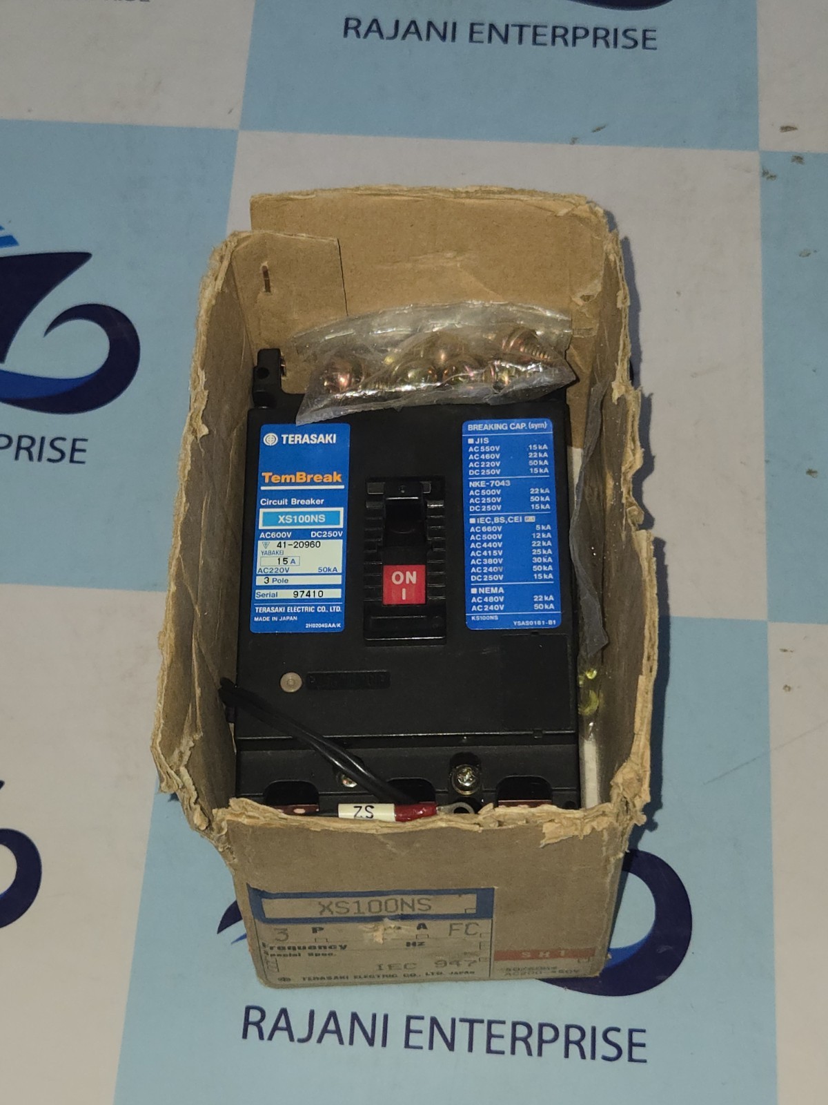 Terasaki Tembreak XS100NS Circuit Breaker 15A 3-Pole with Shunt trip 200-480Vac