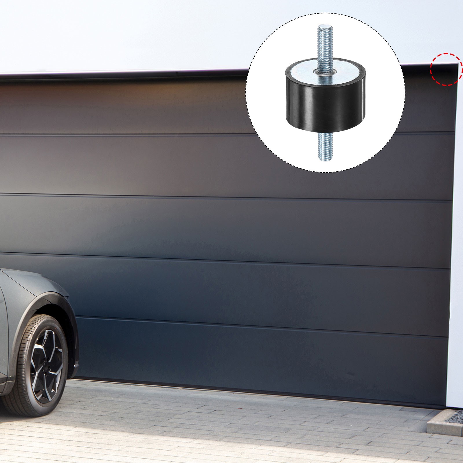 4-Pack Rubber Mounts with M10 x 27mm Double Studs Male D50mmxH20mm