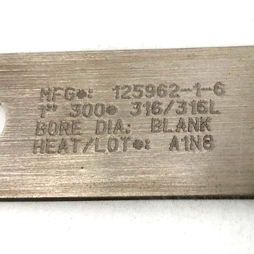 New Mac-Weld 125962-1-6 Orifice Plate Paddle 1″ 300# 316/316L Blank Bore No Box
