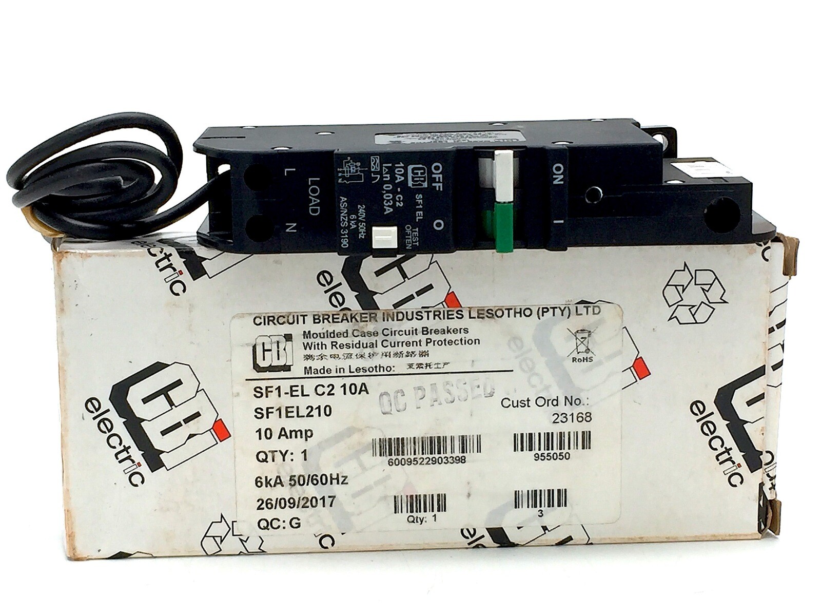 CBi Electric SF1EL210 Circuit Breaker Residual Current Protection 10A C2 6kA