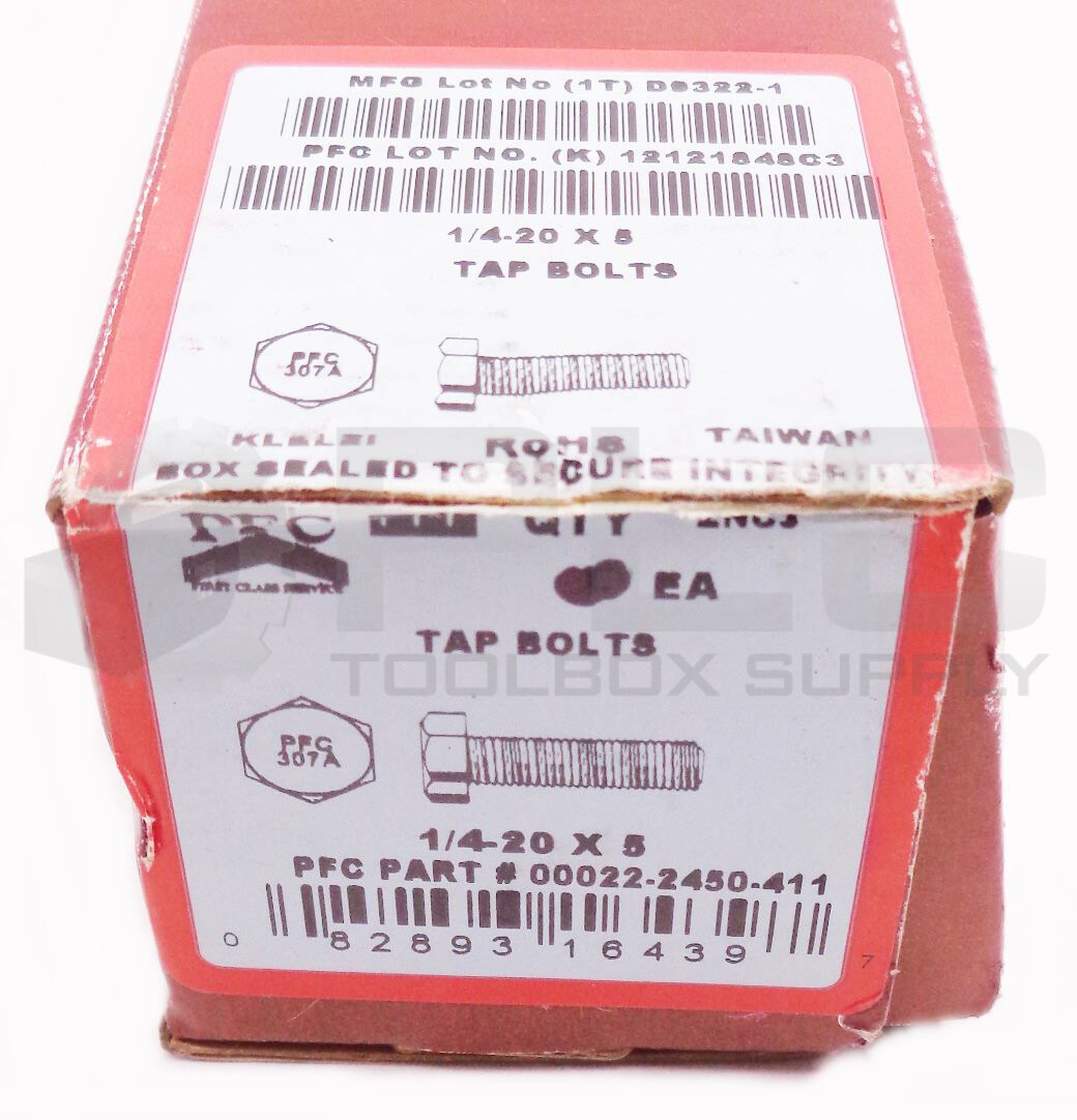 BOX OF 19 NEW PFC 00022-2450-411 1/4-20 X 5 TAP BOLTS