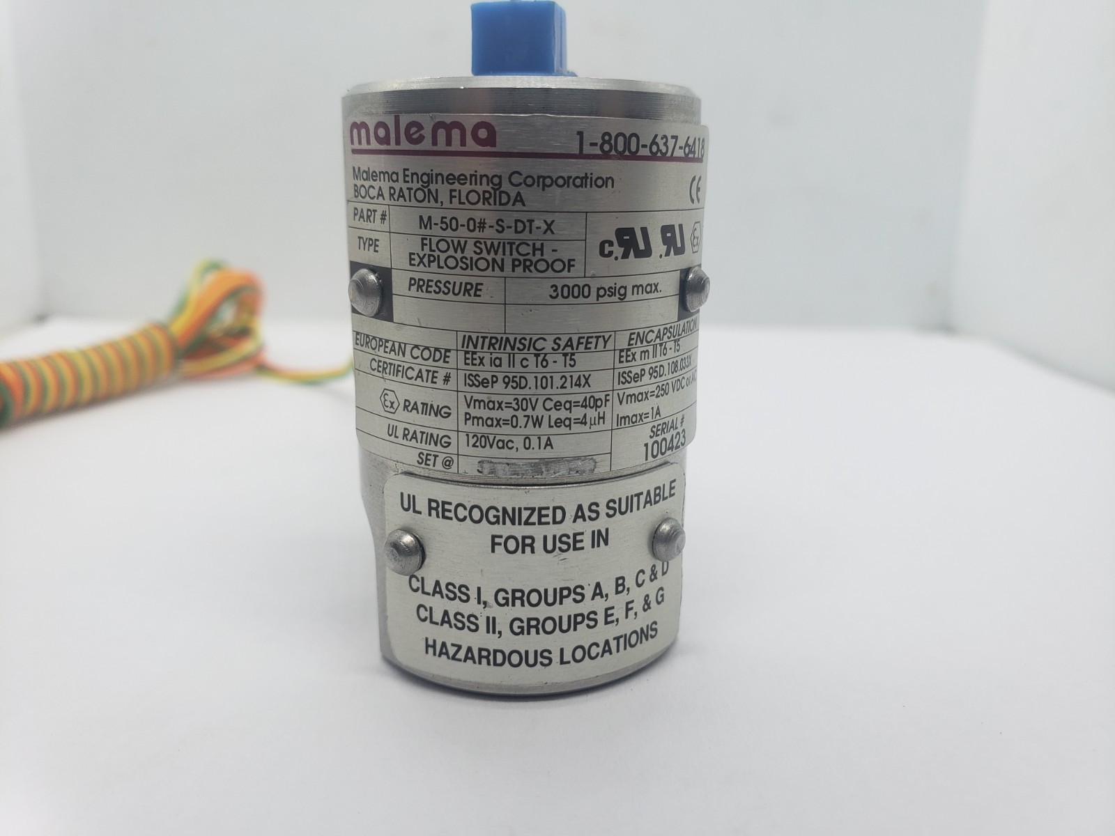 MALEMA M-50-0#-S-DT-X FLOW SWITCH EXPLOSION PROOF, NNB