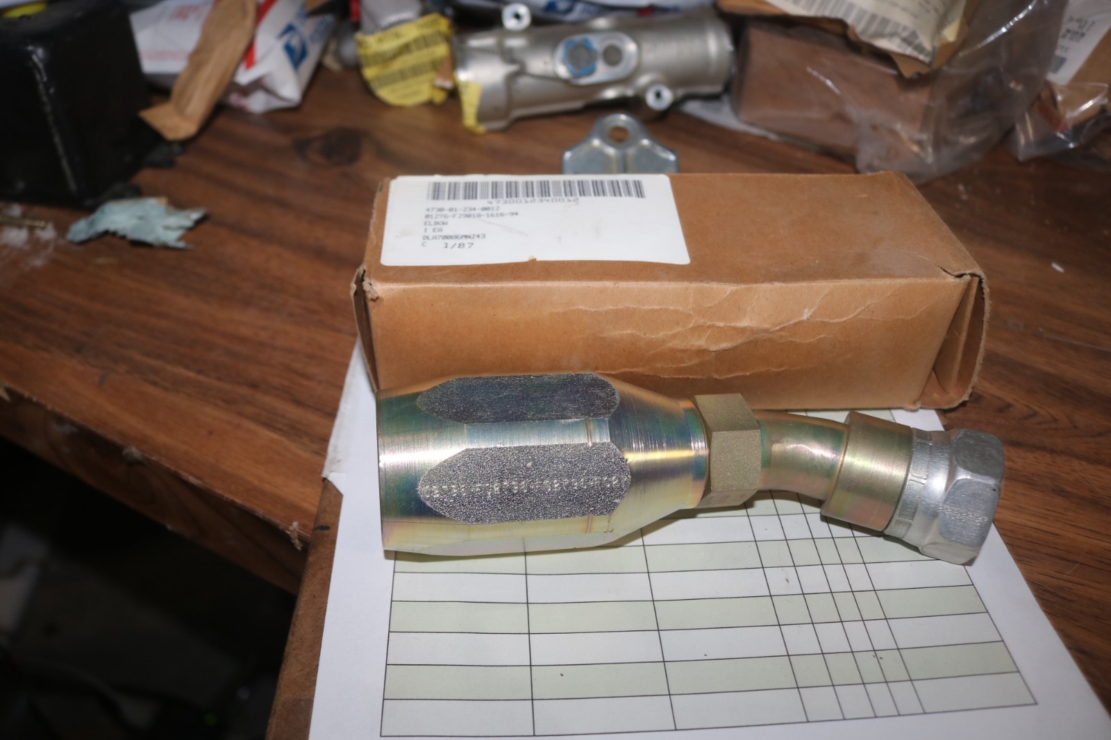 NOS Eaton Aeroquip hose fitting PN FJ9018-1616-94 4730-01-234-0012
