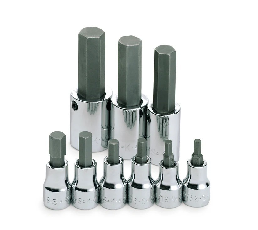 SK Tools 19733 9 Piece 3/8″ and 1/2″ Drive Fractional Hex Bit Socket Set