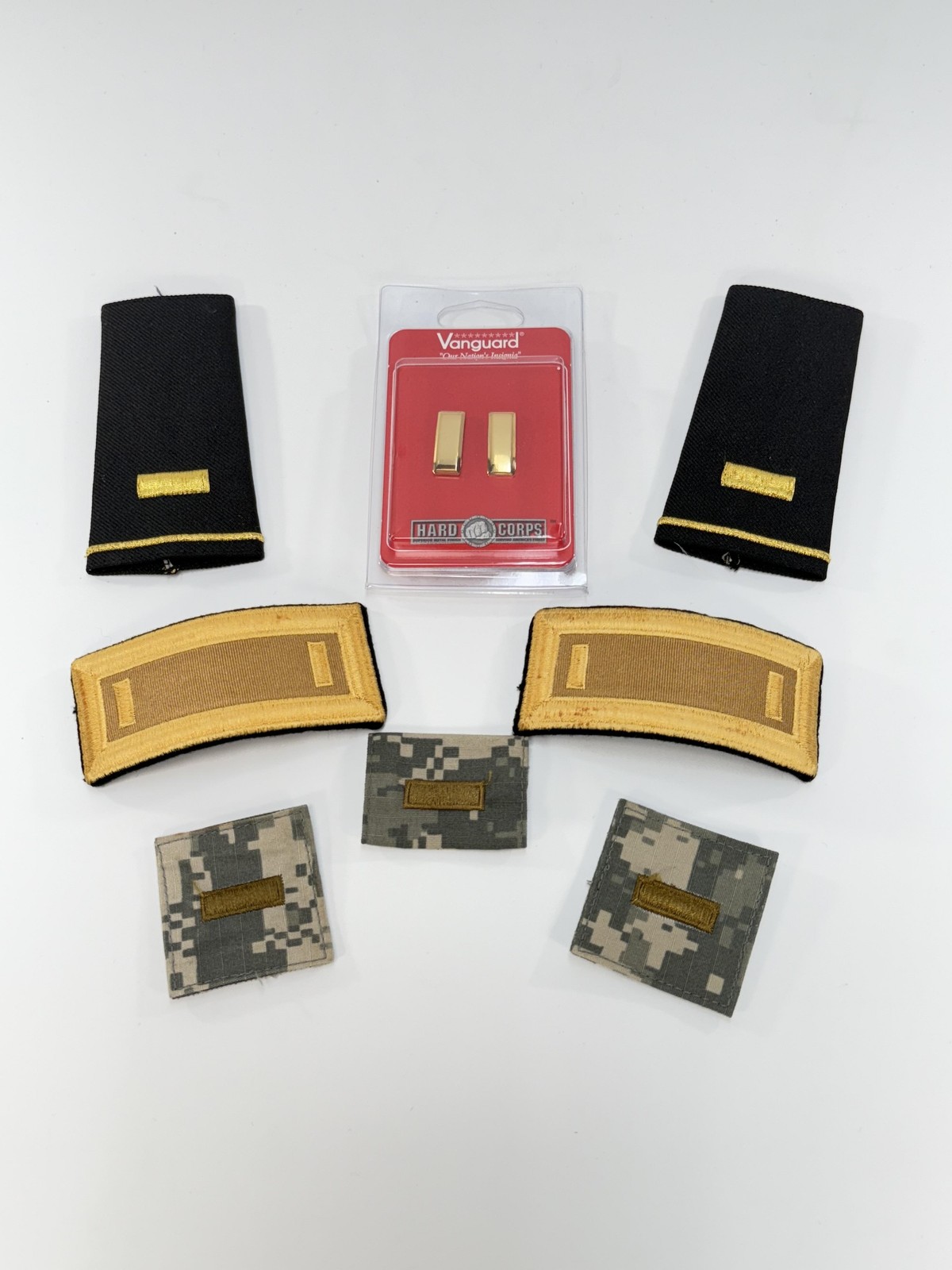 US Army 2nd Lieutenant Rank Insignia Patch Pin Lot Vanguard ACU Set Military Off