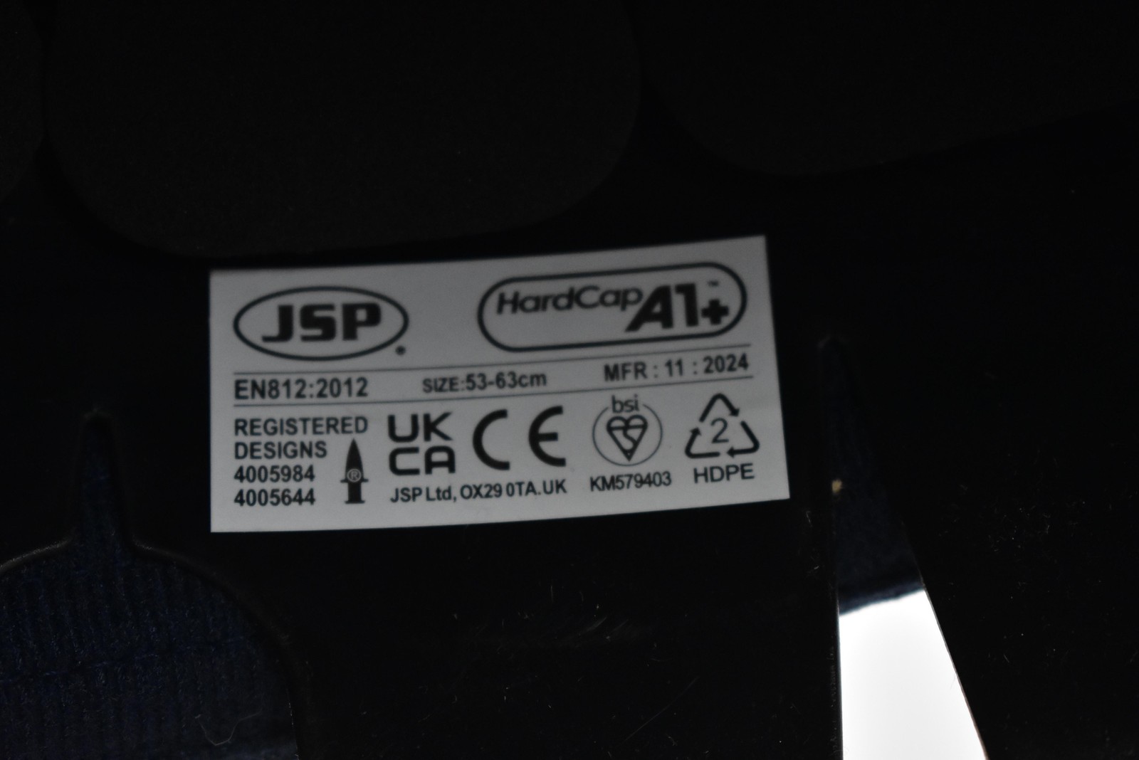 JSP HardCap A1+ CSX Navy Bump Cap Hat Safety EN812 Mesh Vents Adjustable 53-63cm