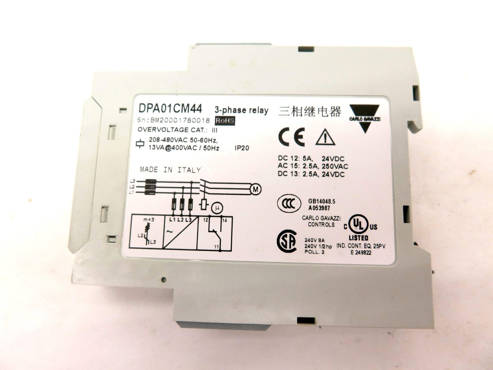 Carlo Gavazzi DPA01CM44 Relay 3 Phase