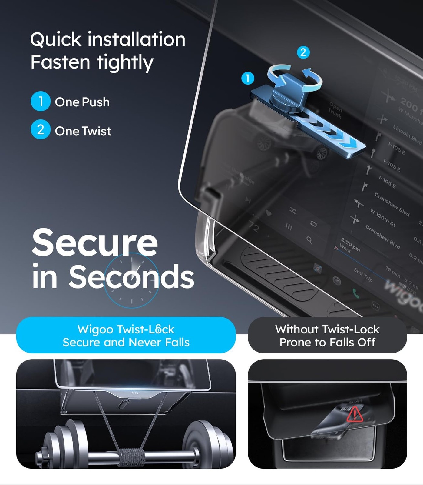 Wigoo Under Screen Organizer for Model Y 2019~2026, Including Model Y Juniper…