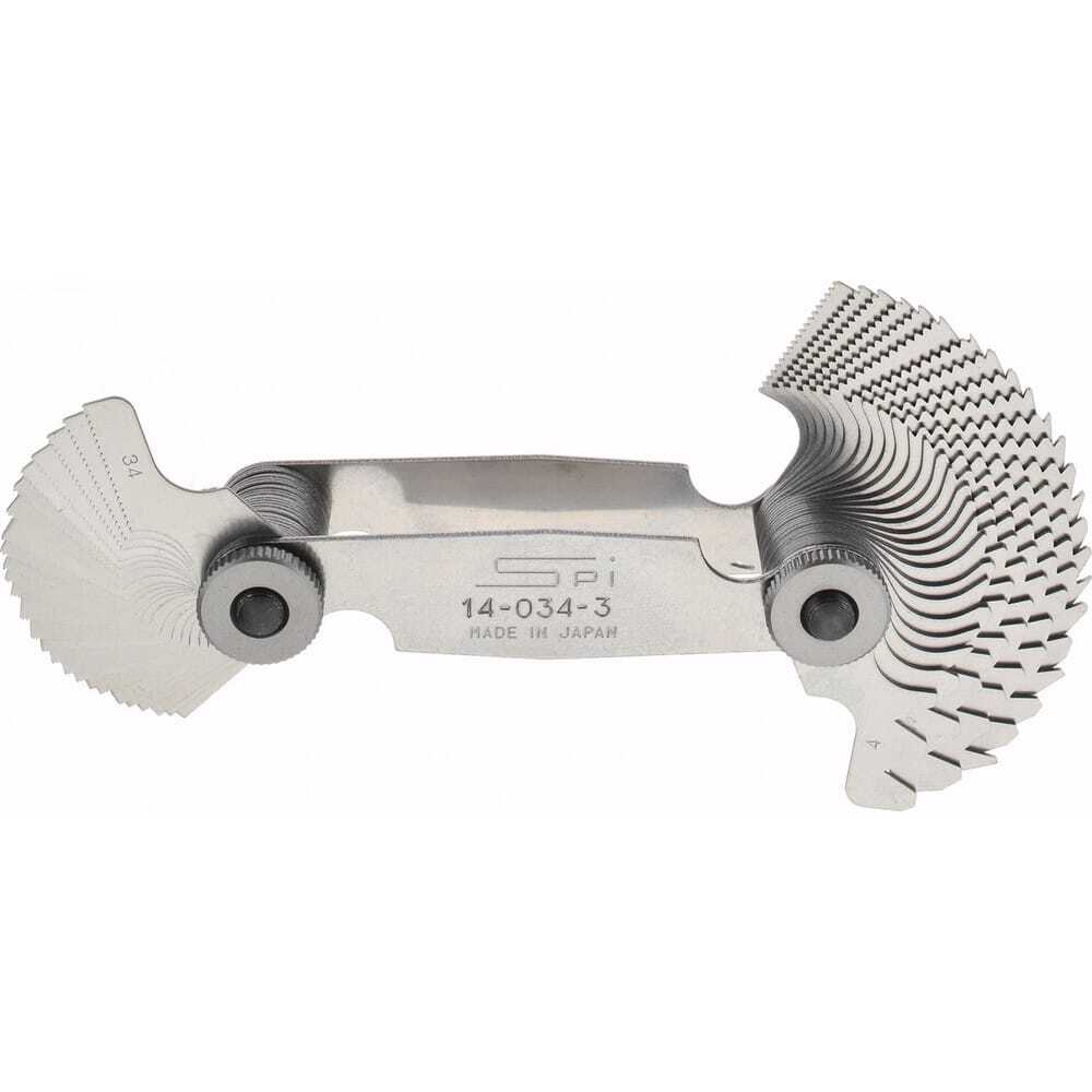 SPI 14-034-3 Steel Screw Pitch Gage, 51 Leaf, 4-84 TPI Range, 60° Thread Angle
